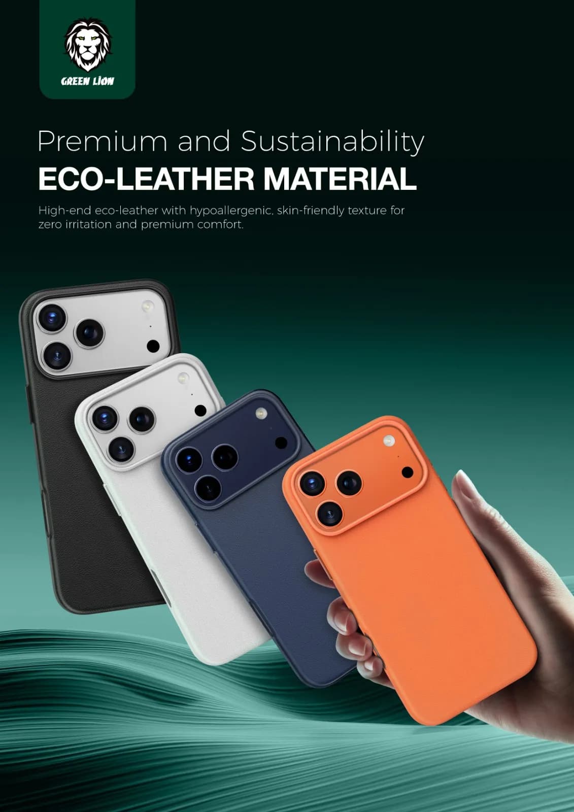 Green Lion Leather MagSafe Case for iPhone 17 Pro/Pro Max - Blue 2