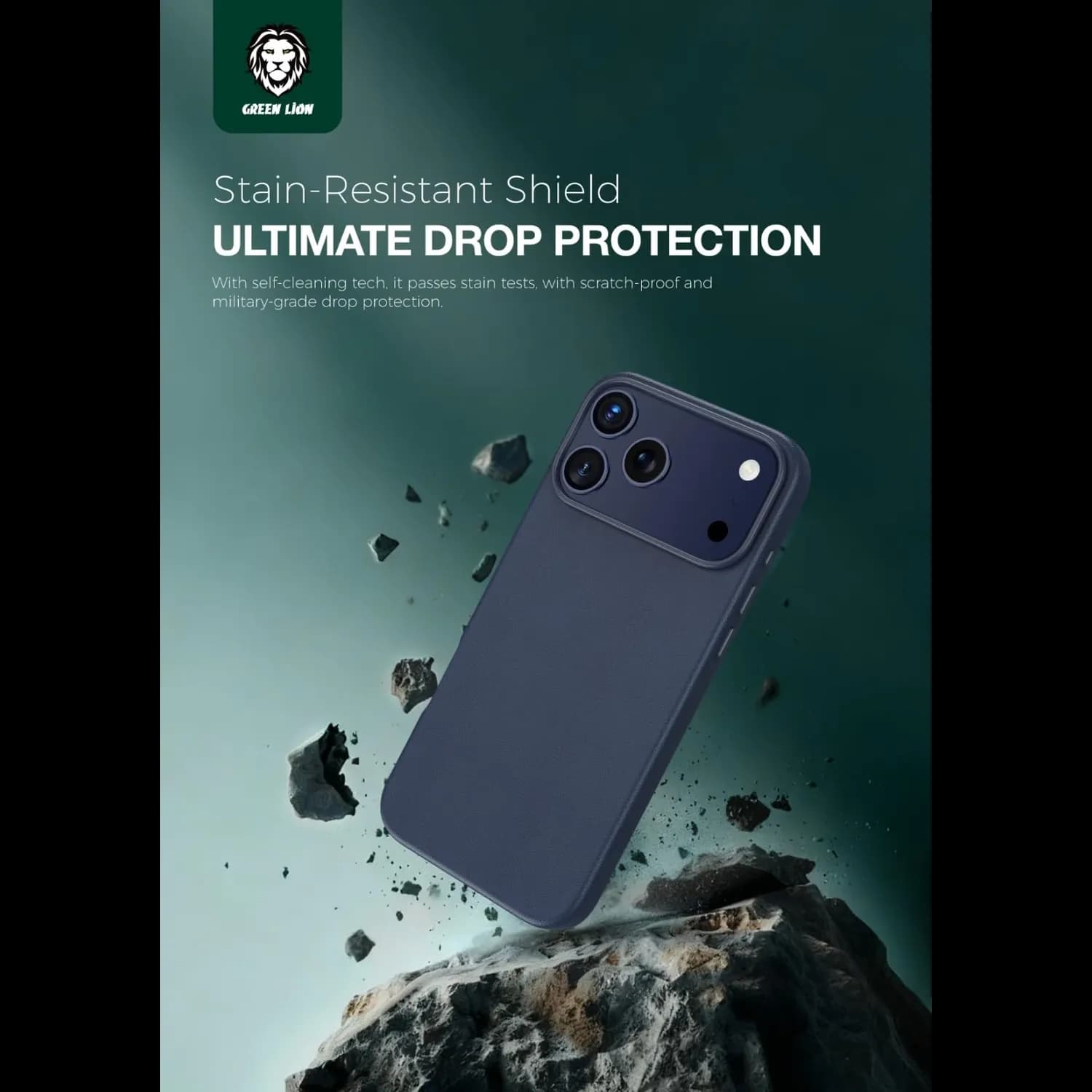 Green Lion Leather Case iPhone 17 Pro Max - Eco-Leather, Blue 2