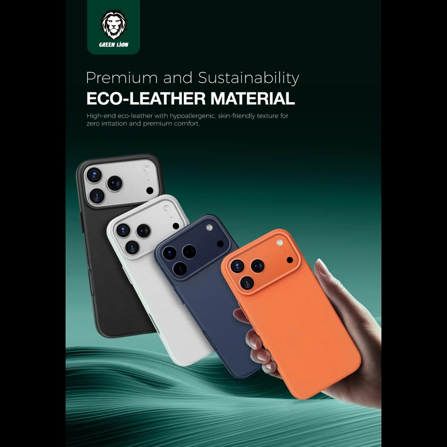 Green Lion Leather Case iPhone 17 Pro Max - Eco-Leather, Orange 4
