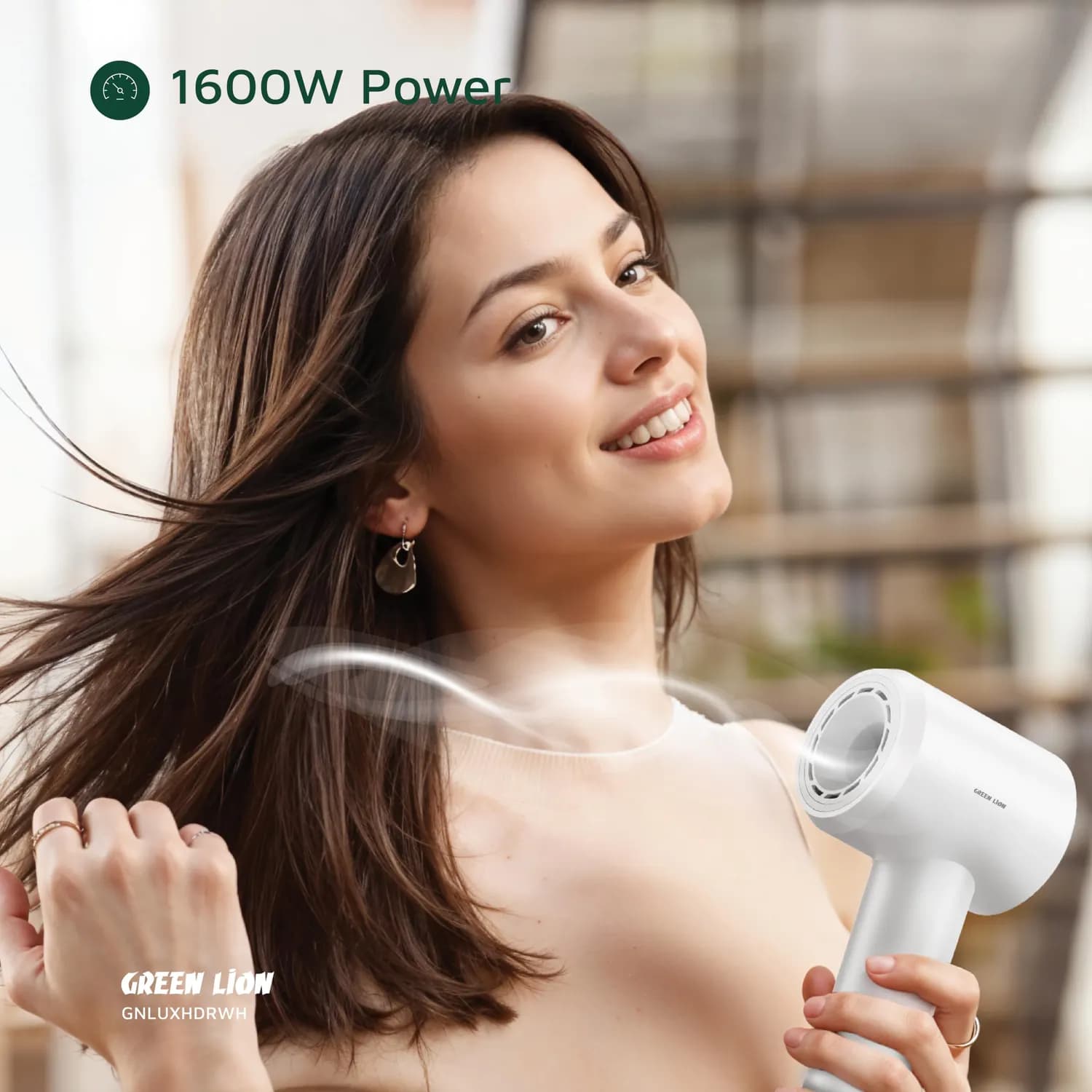 Green Lion Hair Dryer LUXAIR - 1600W, Digital Display, White — Grey 3