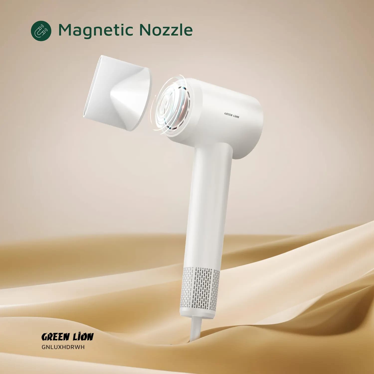 Green Lion Hair Dryer LUXAIR - 1600W, Digital Display, White — Grey 5