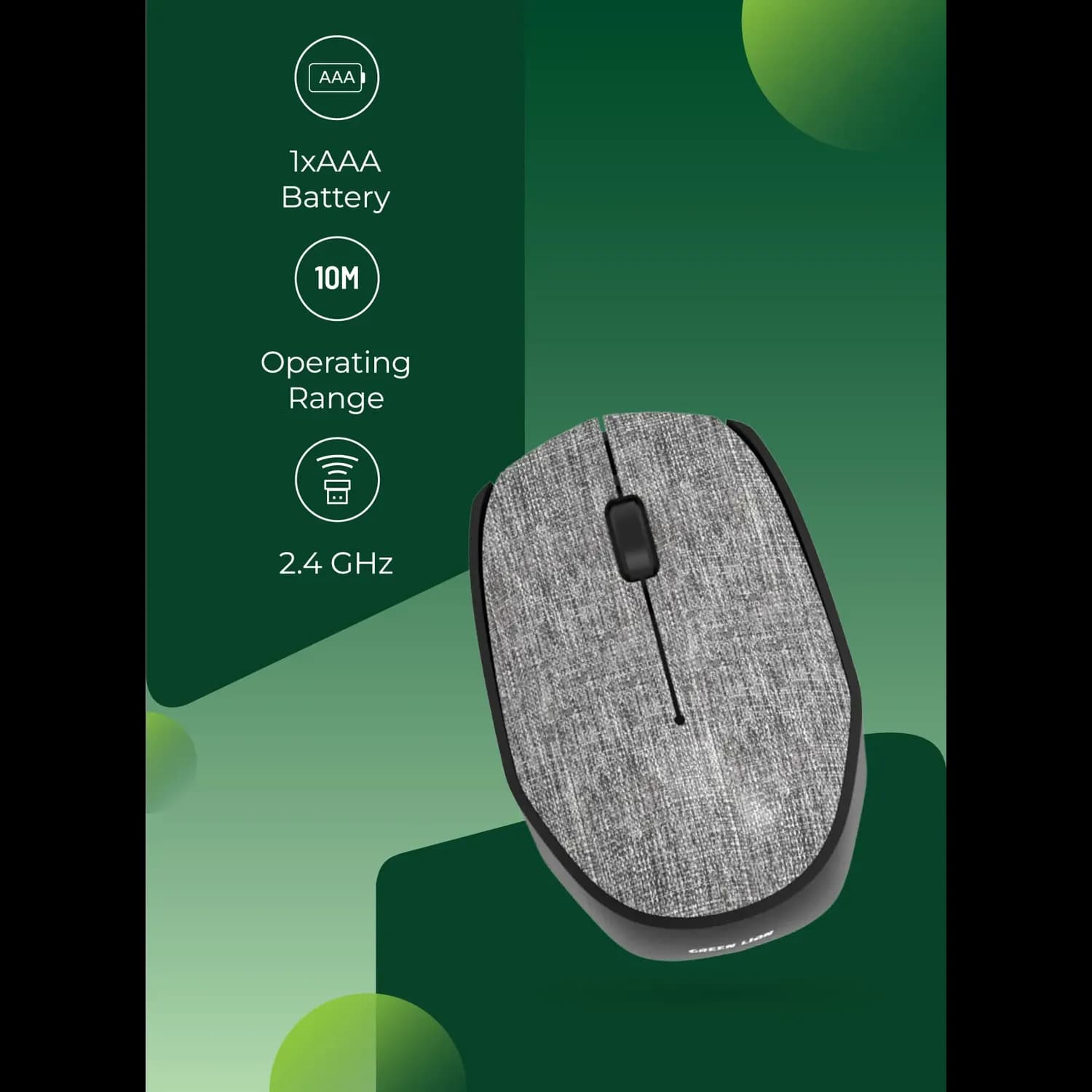 Green Lion Wireless Mouse G100 - 1200 DPI, Gray 2