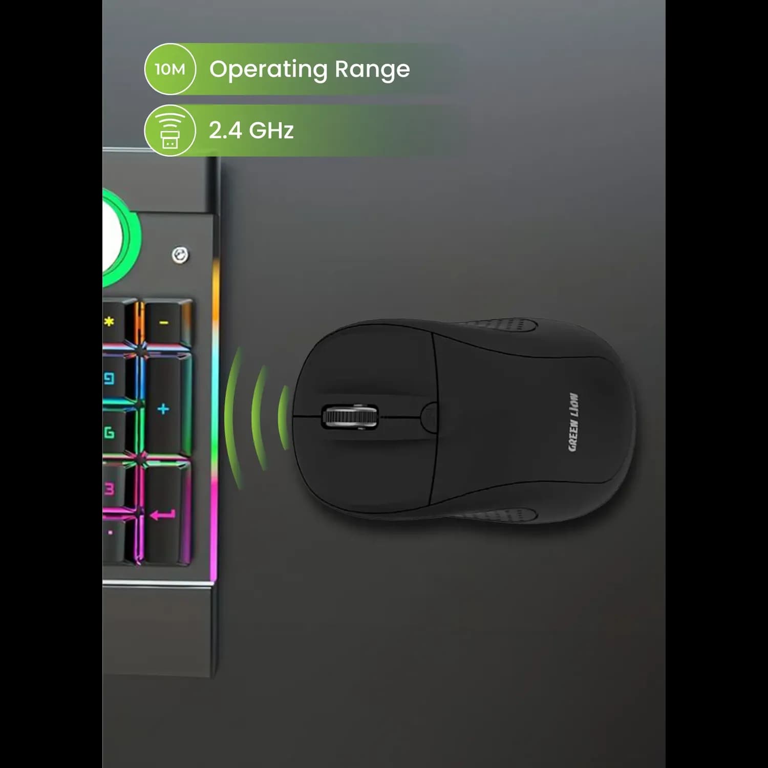 Green Lion Wireless Mouse G200 - 1600 DPI, Black 2