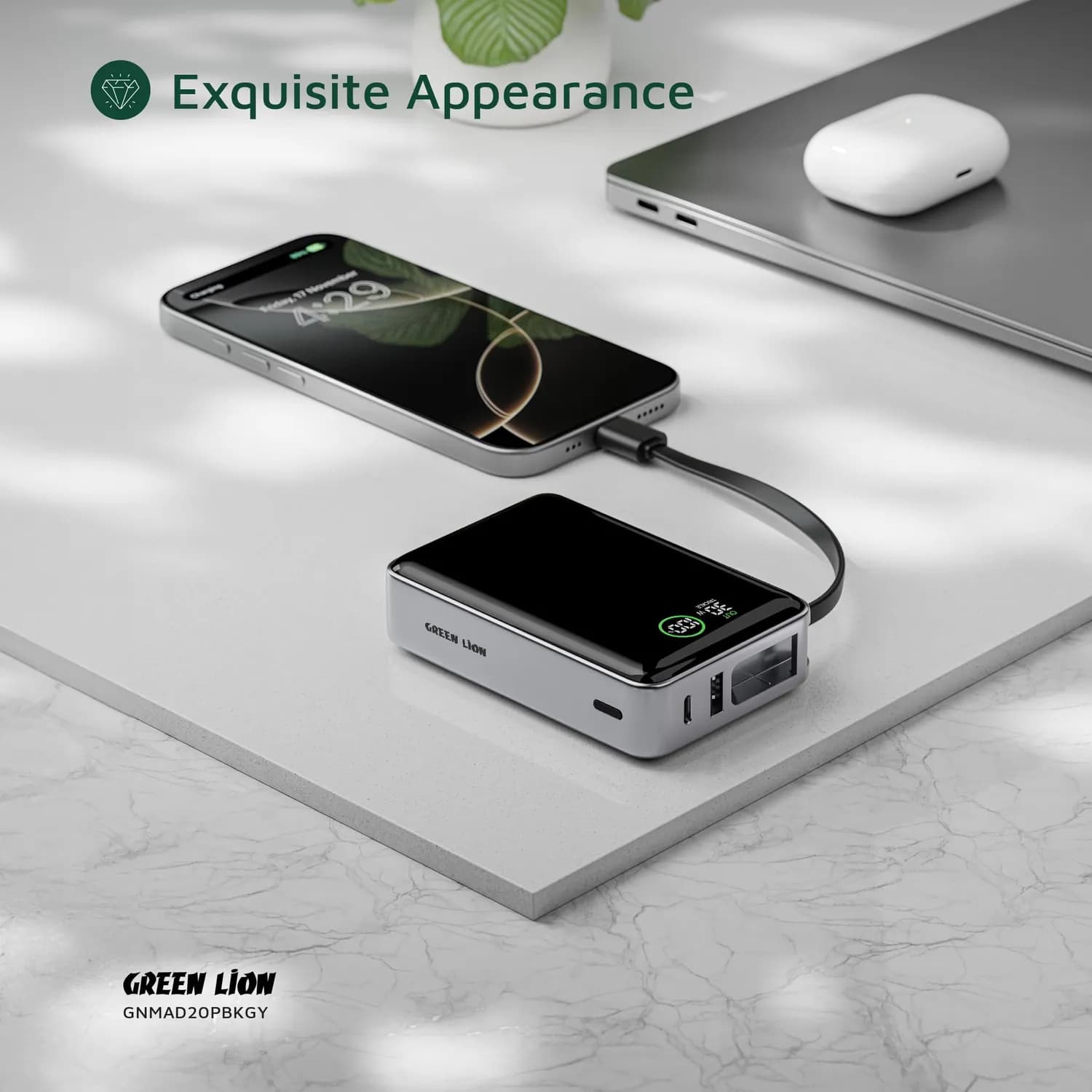 Green Lion Power Bank Madrid - 20000mAh PD 35W, Gray 5