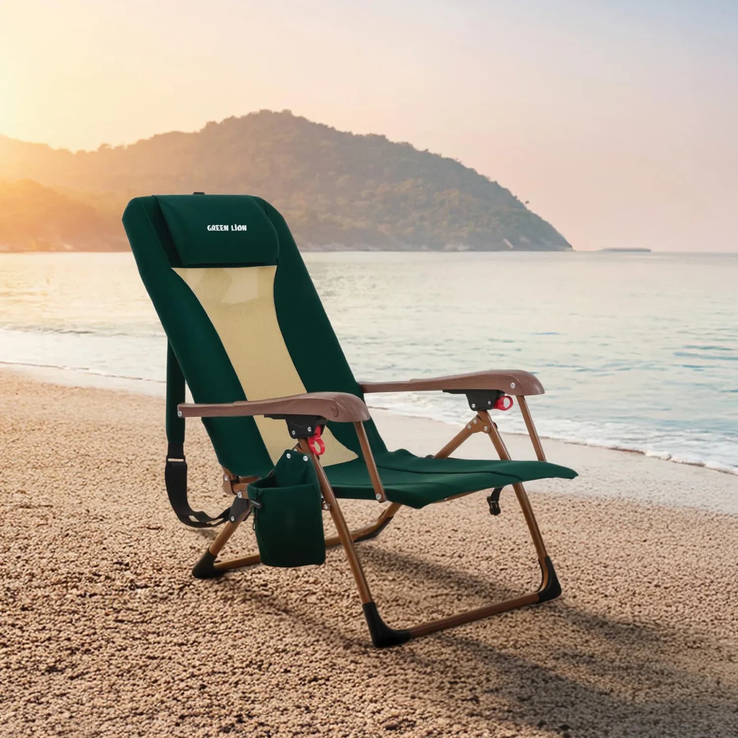 Green Lion Camping Chair Mafer - Foldable, Recline 130°, Green 2