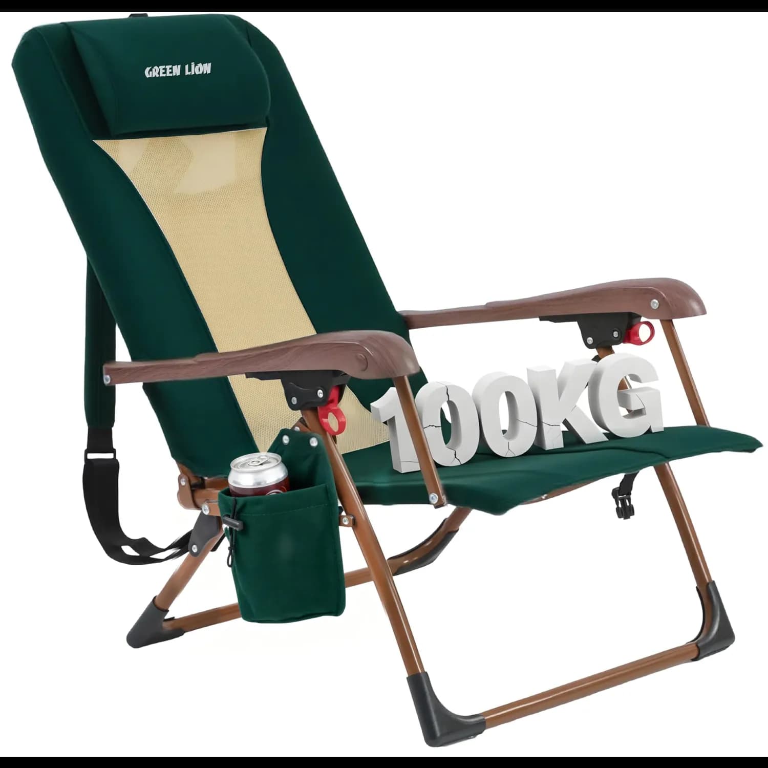 Green Lion Camping Chair Mafer - Foldable, Recline 130°, Green 1