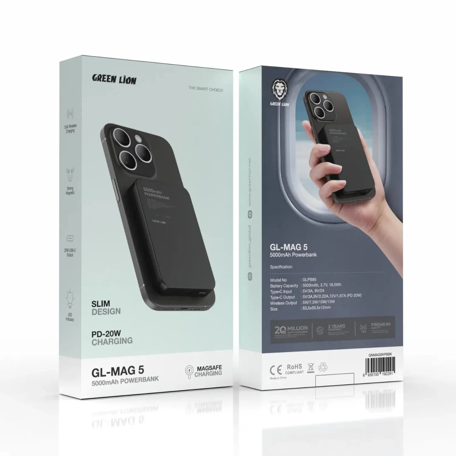 Green Lion Magnetic Power Bank GL-MAG 5 - 5000mAh, 15W Wireless, Black 3