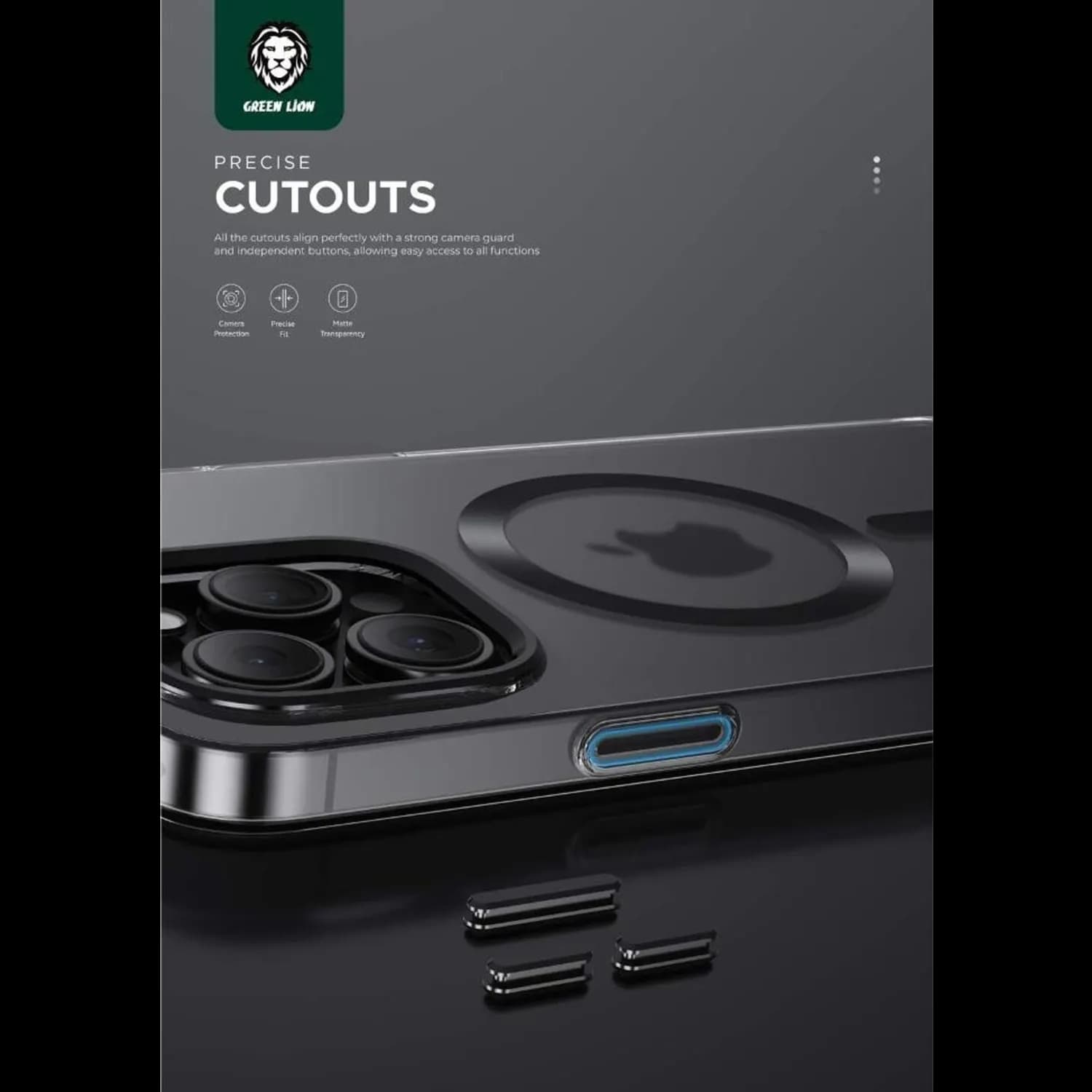 Green Lion Case iPhone 13 Pro - Matte MagSafe Bumper, Black 5