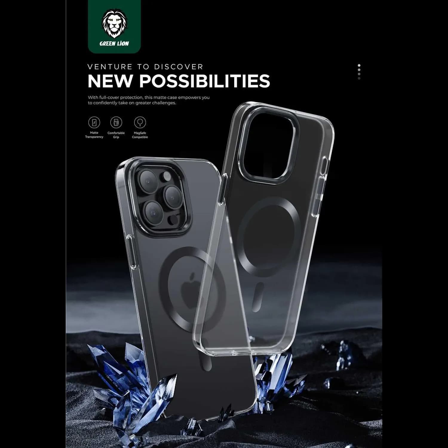 Green Lion Case iPhone 15 Pro 6.1 - Matte, MagSafe Compatible, Dark Blue 4