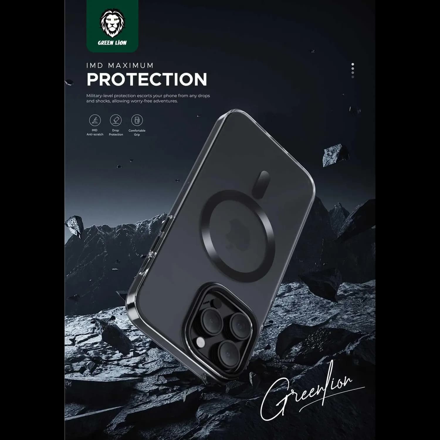 Green Lion Case iPhone 15 Pro 6.1 - Matte, MagSafe Compatible, Silver 5