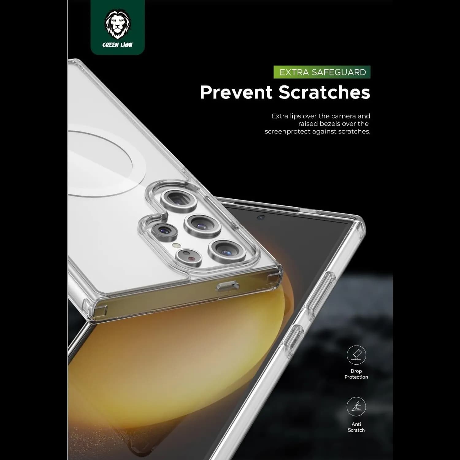 Green Lion iPhone 15 Pro Case - Magnetic Ring, Titanium 3