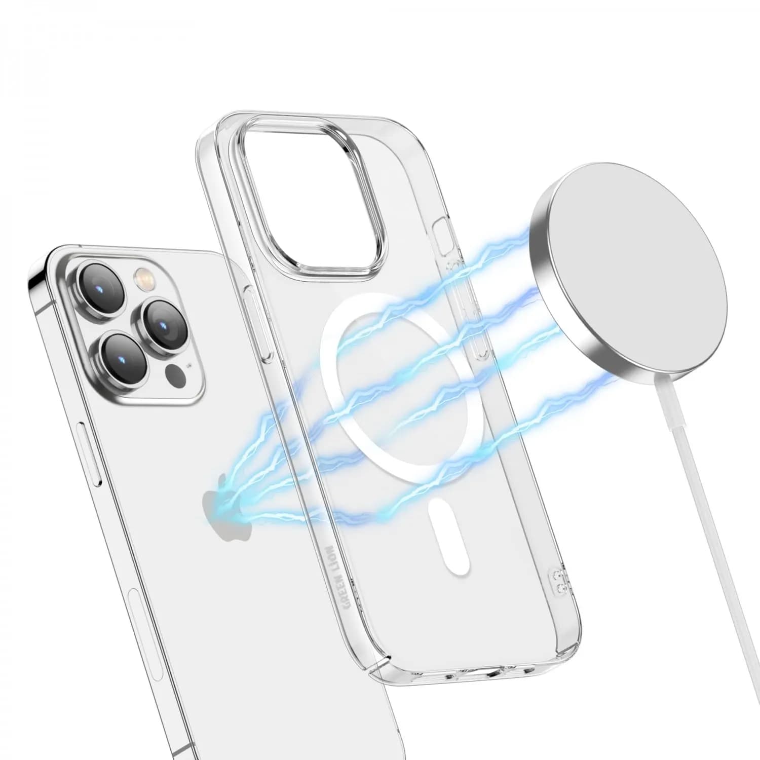 Green Lion iPhone 14 Pro Case - Magnetic Ring, Clear 5