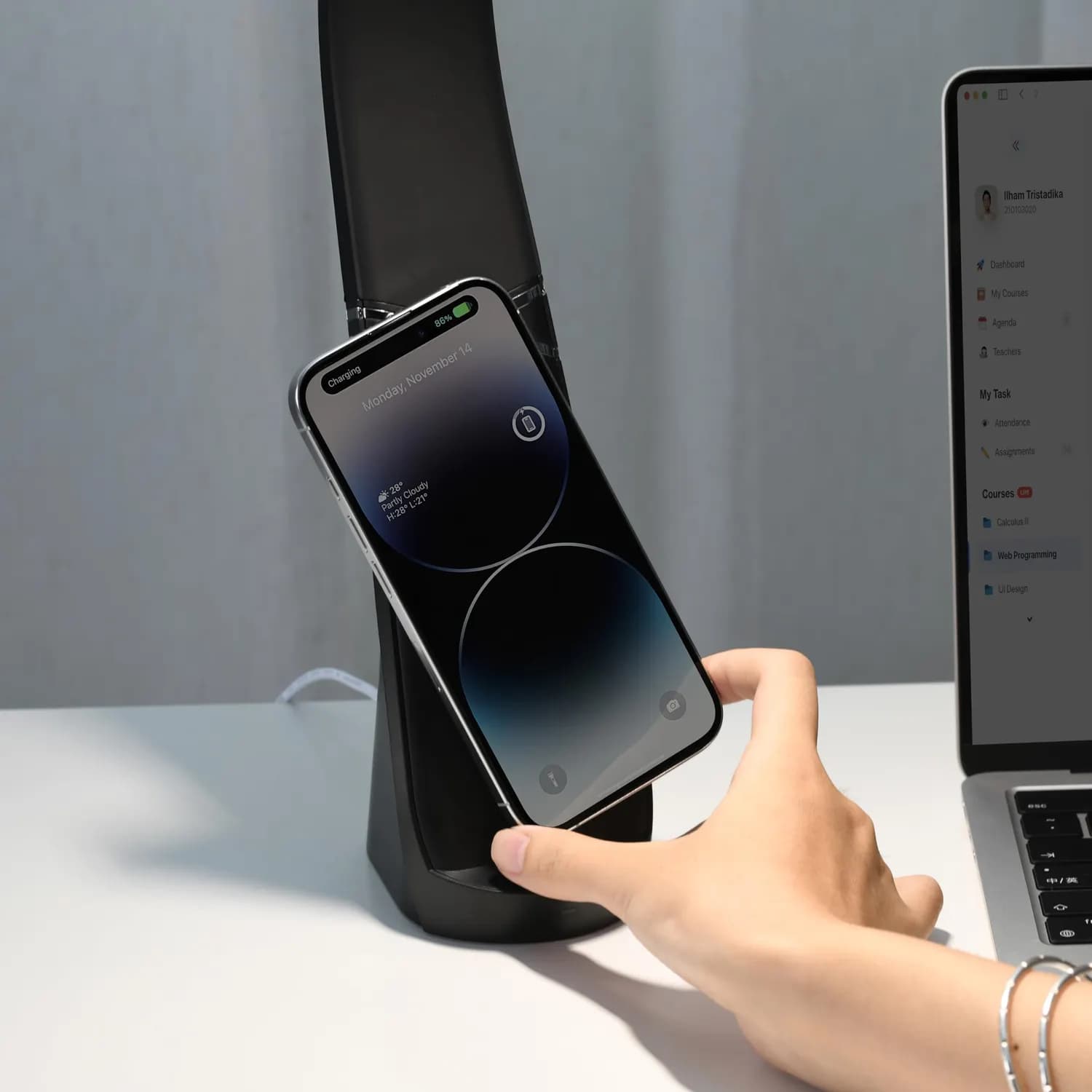 Green Lion LED Desk Lamp - Wireless Charger, Black 5