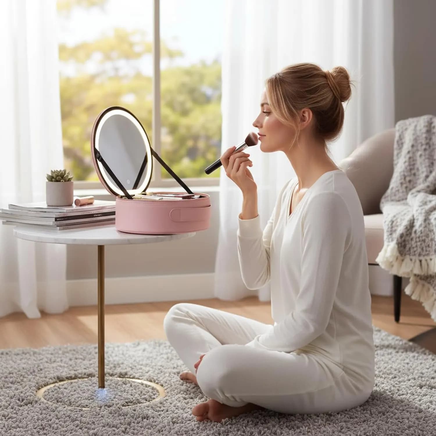 Green Lion Makeup Organizer - Lighted Mirror, LED Lighting, Green 3