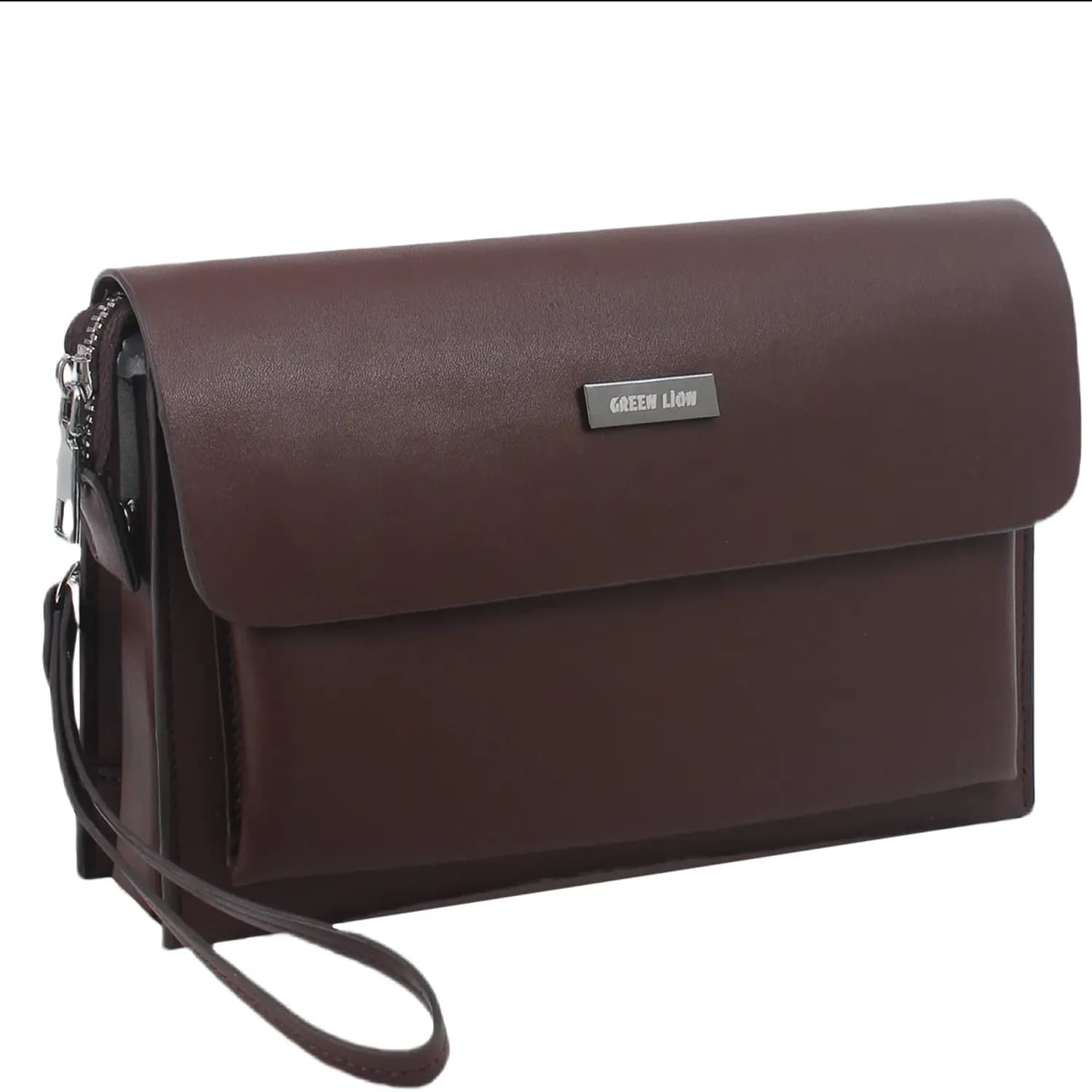 Green Lion Clutch Bag - Water-Resistant, Brown — Black 3