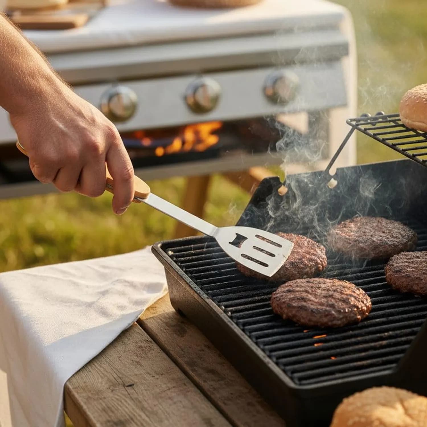 Green Lion Camping Multi-Tool - 5-in-1 BBQ Set, Wood 2