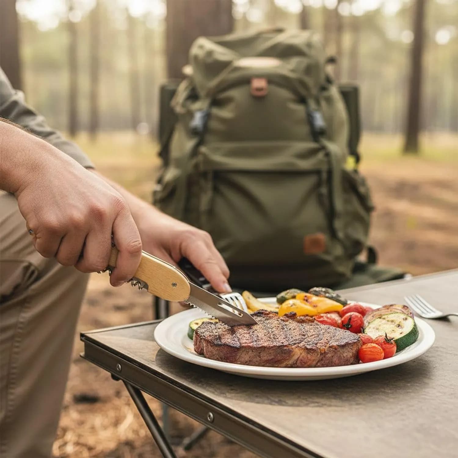 Green Lion Camping Multi-Tool - 5-in-1 BBQ Set, Wood 3