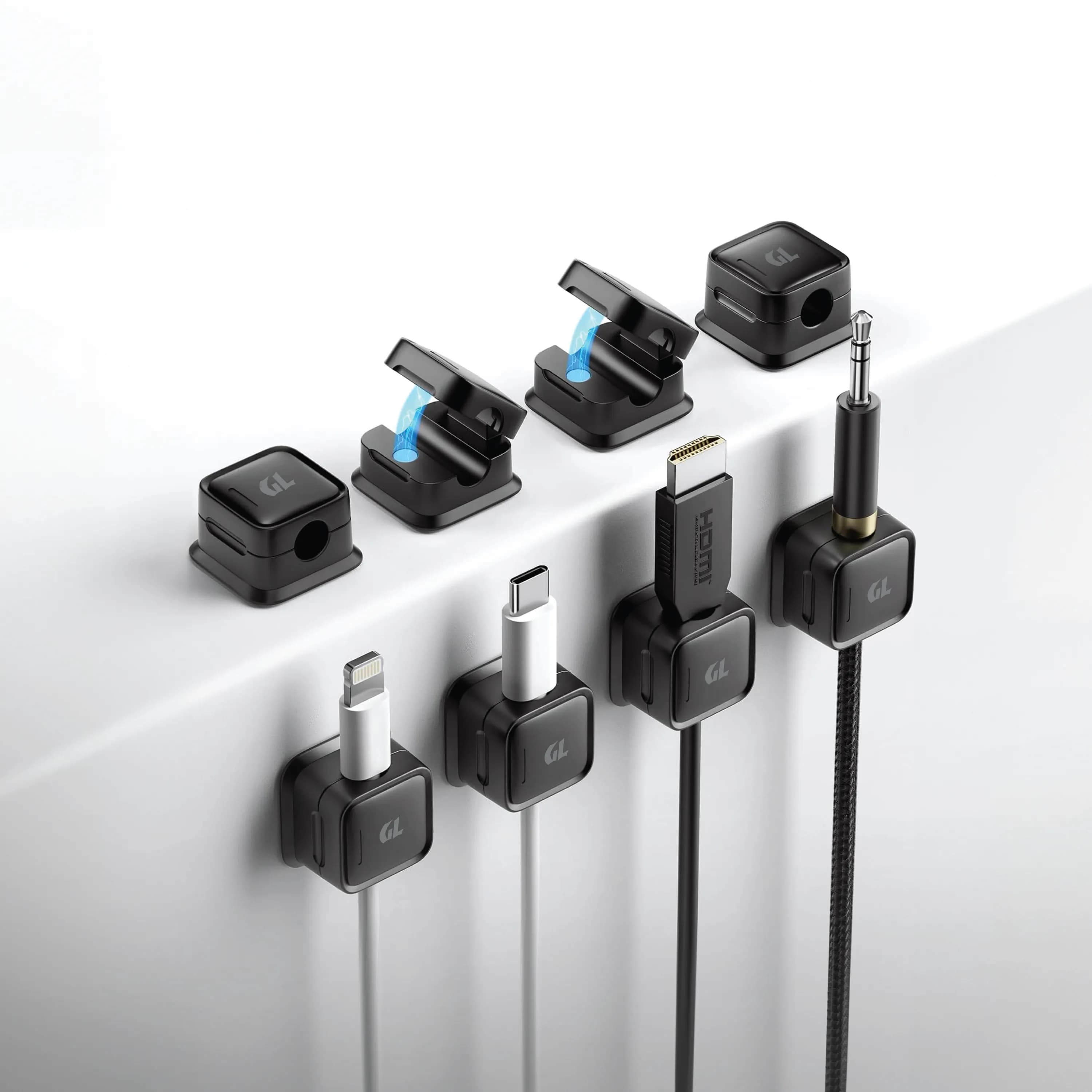 Green Lion Magnetic Clip Cable Organizer - Black 3