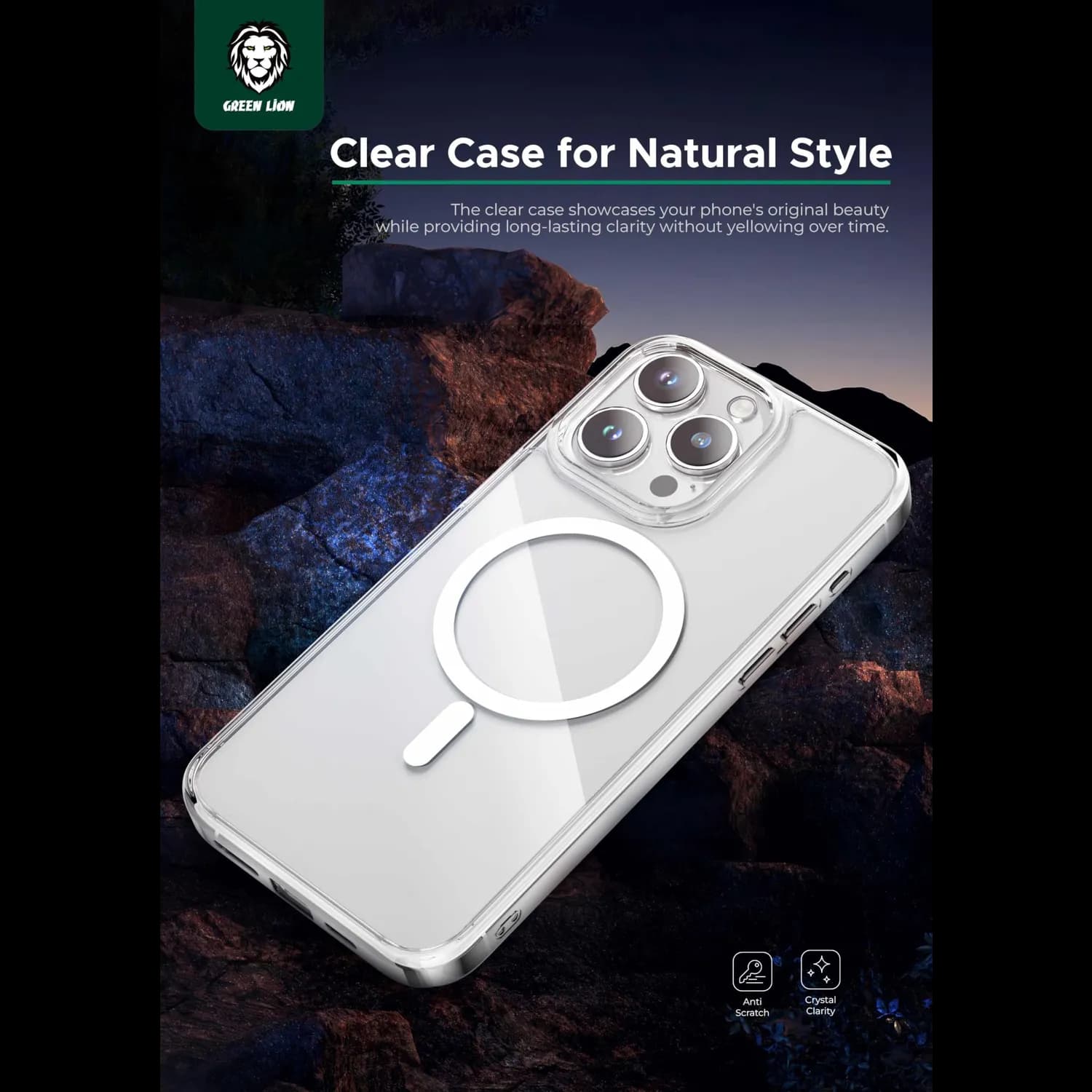 Green Lion iPhone 15 Pro Case Classic - Military-Grade, Clear 2