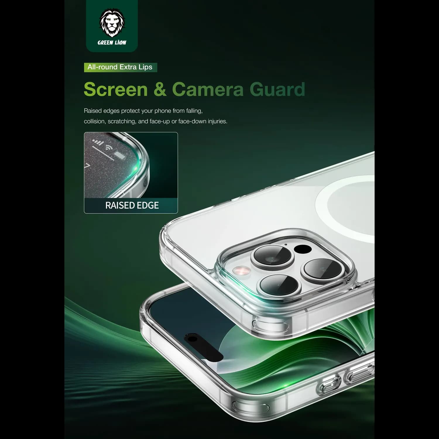 Green Lion iPhone 16 Case Classic Series - Military-Grade, Clear 3