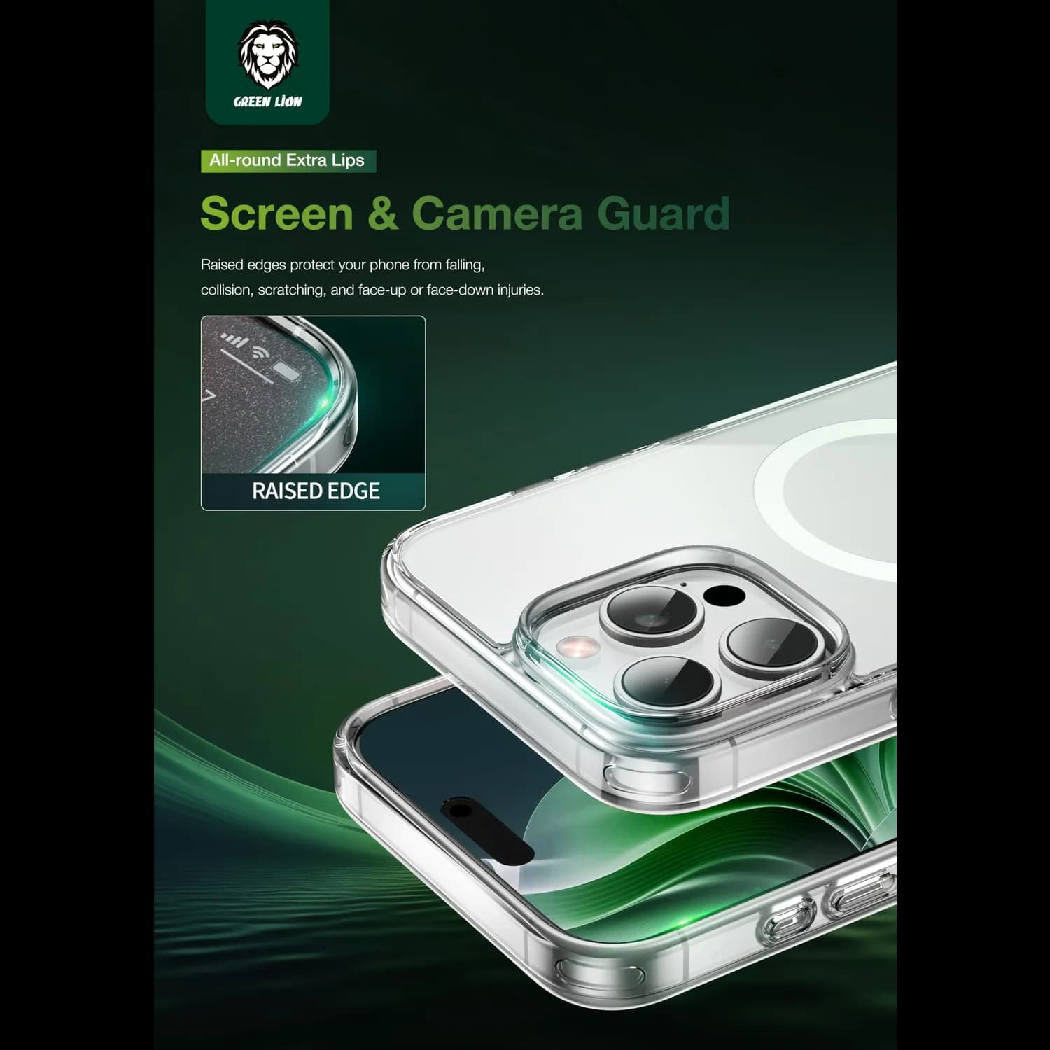 Green Lion iPhone 16 Pro Case - Military-Grade, Clear 5
