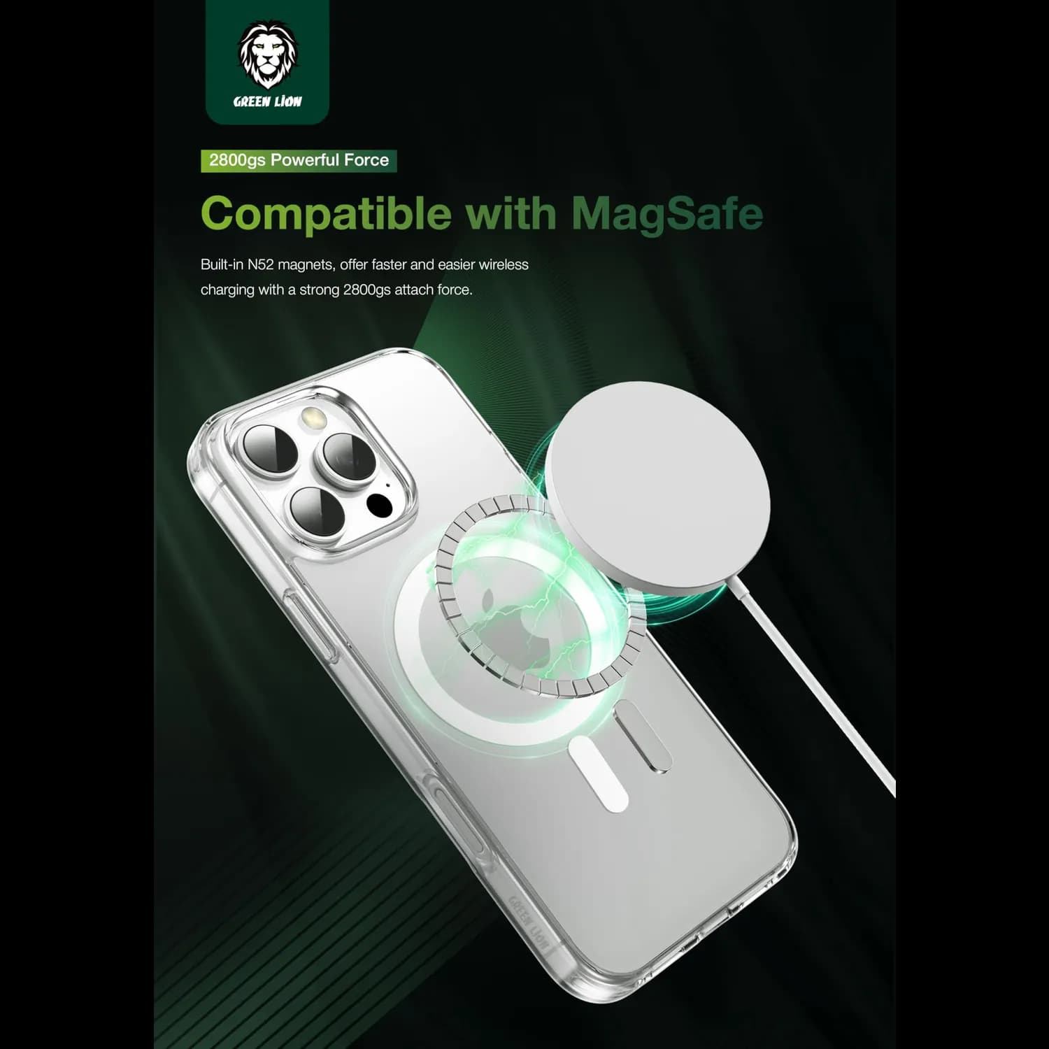 Green Lion iPhone 16 Pro Max Case Classic - Military-Grade, Clear 3