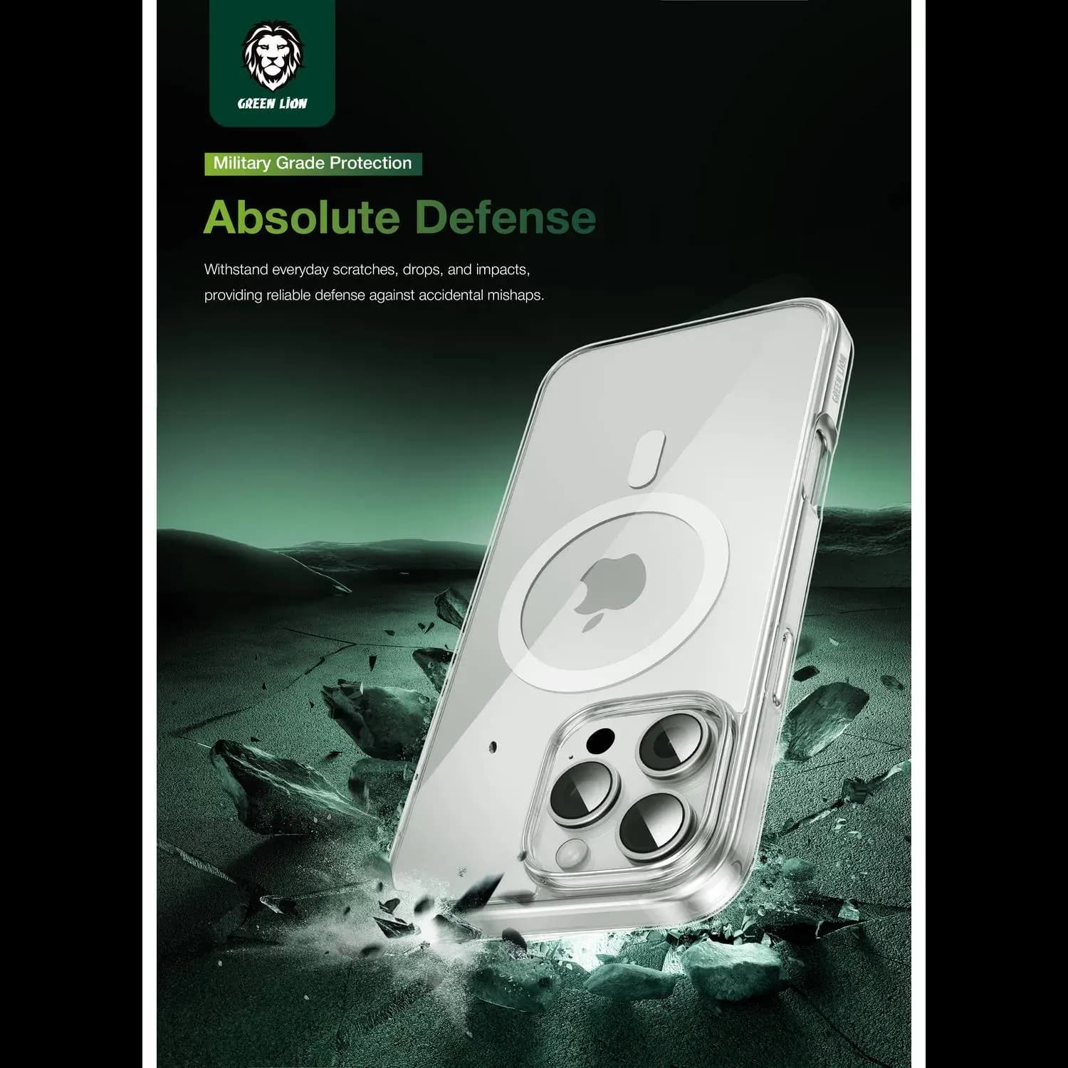 Green Lion iPhone 16 Plus Case Classic Series - Military-Grade, Clear 3