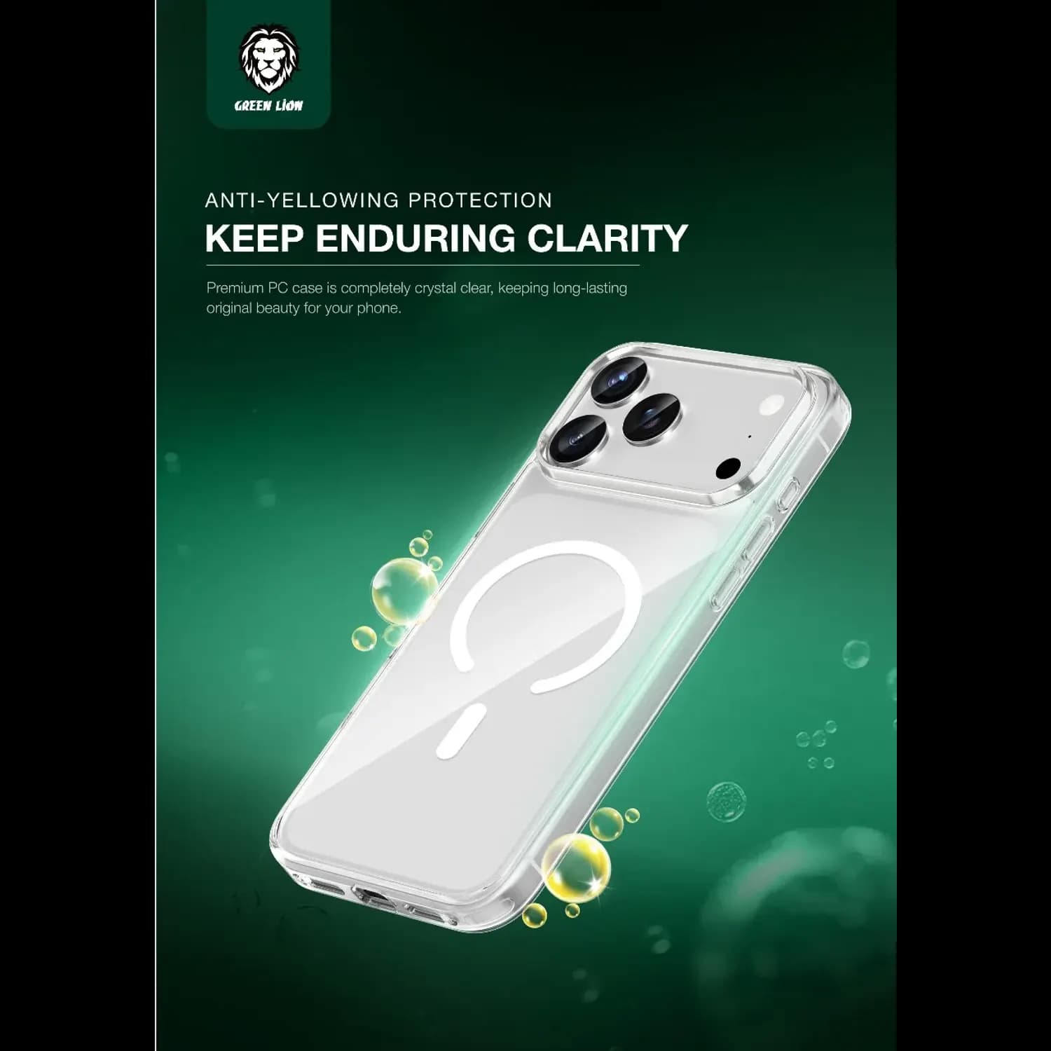 Green Lion Clear Case iPhone 17 Pro - Anti-Yellowing, MagSafe Compatible 3