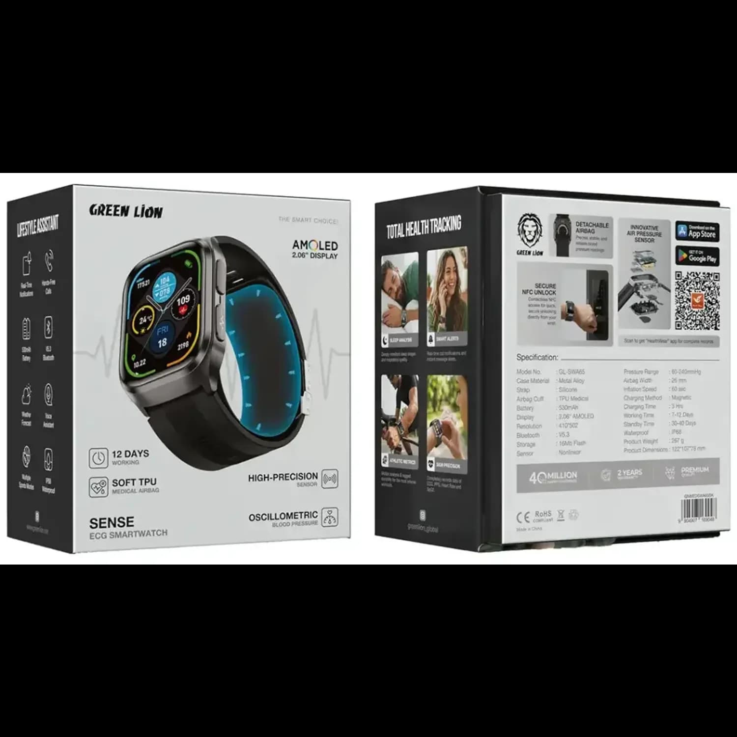 Green Lion Smart Watch Sense - ECG, Black 3