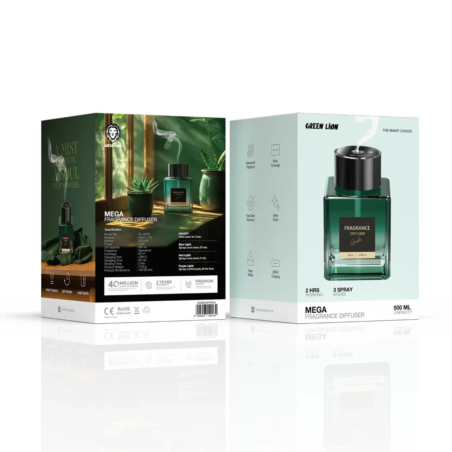 Green Lion Fragrance Diffuser MEGA - 500ml, Green 4