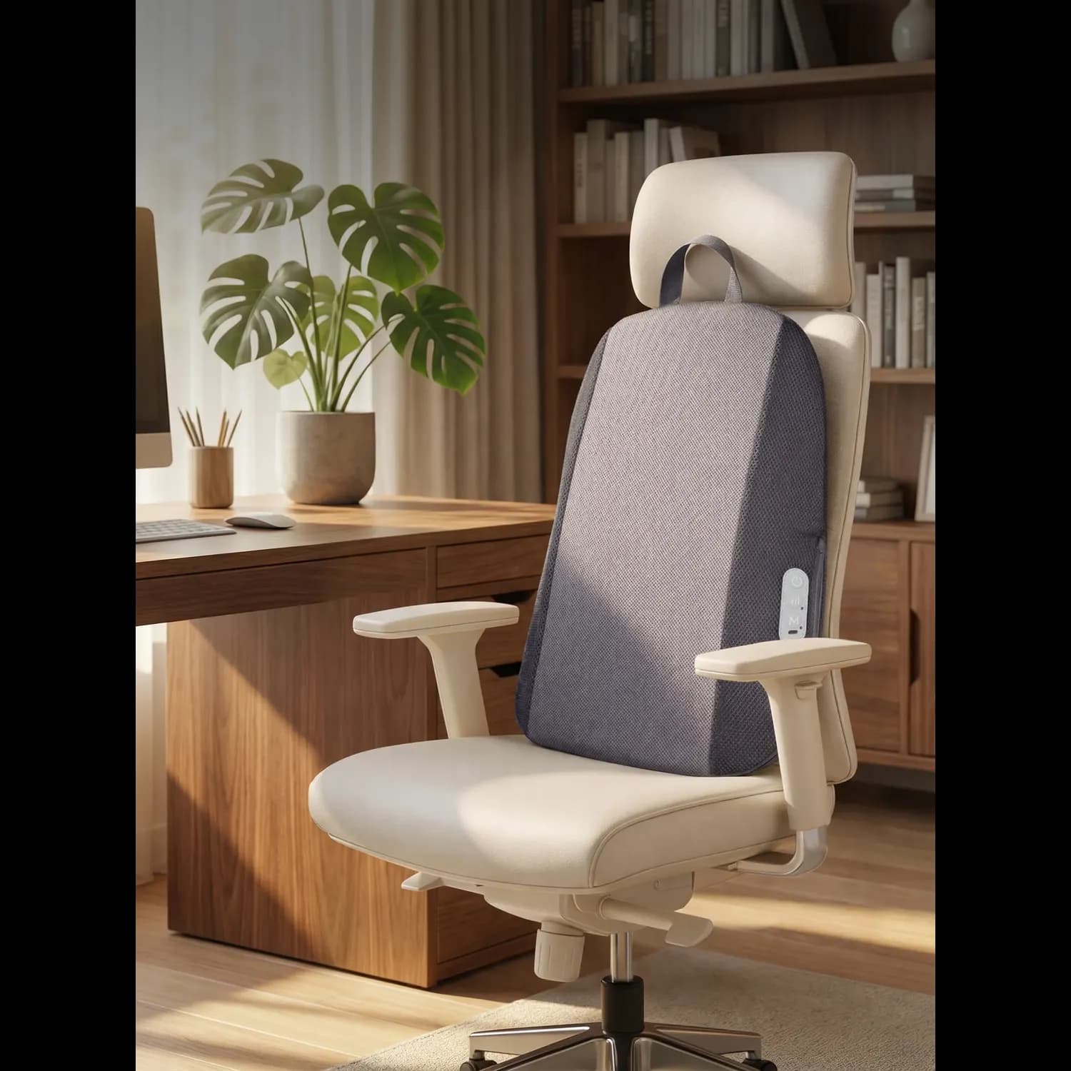 GREEN LION Massage Cushion - Heating, Lumbar Support, Gray 3
