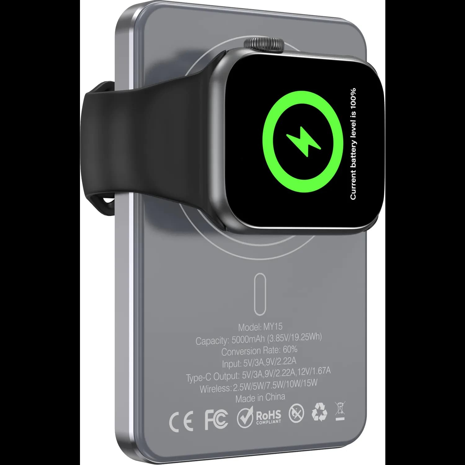 Green Lion Power Bank - 3-in-1 Qi2 10000mAh PD 20W, Black 4
