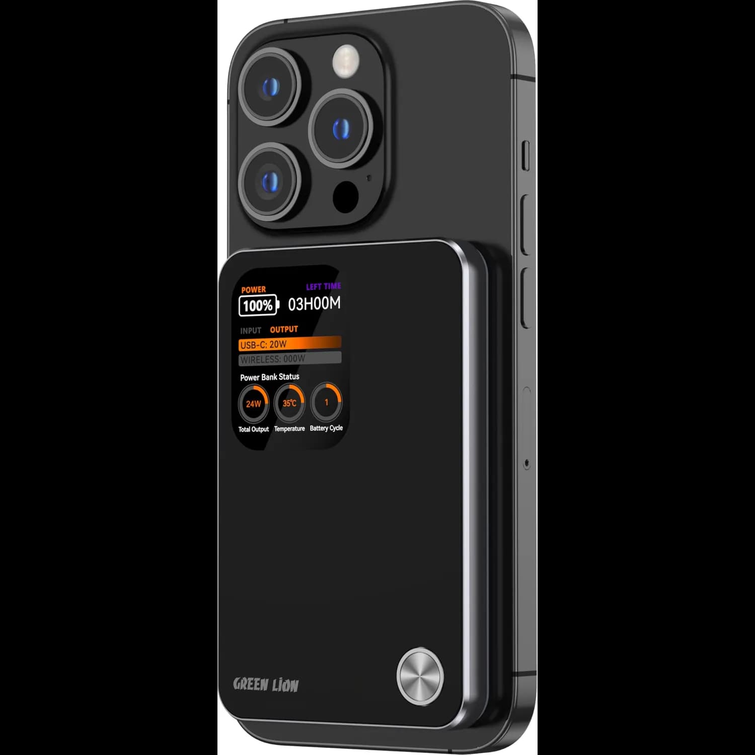 Green Lion Power Bank - 3-in-1 Qi2 10000mAh PD 20W, Black 1