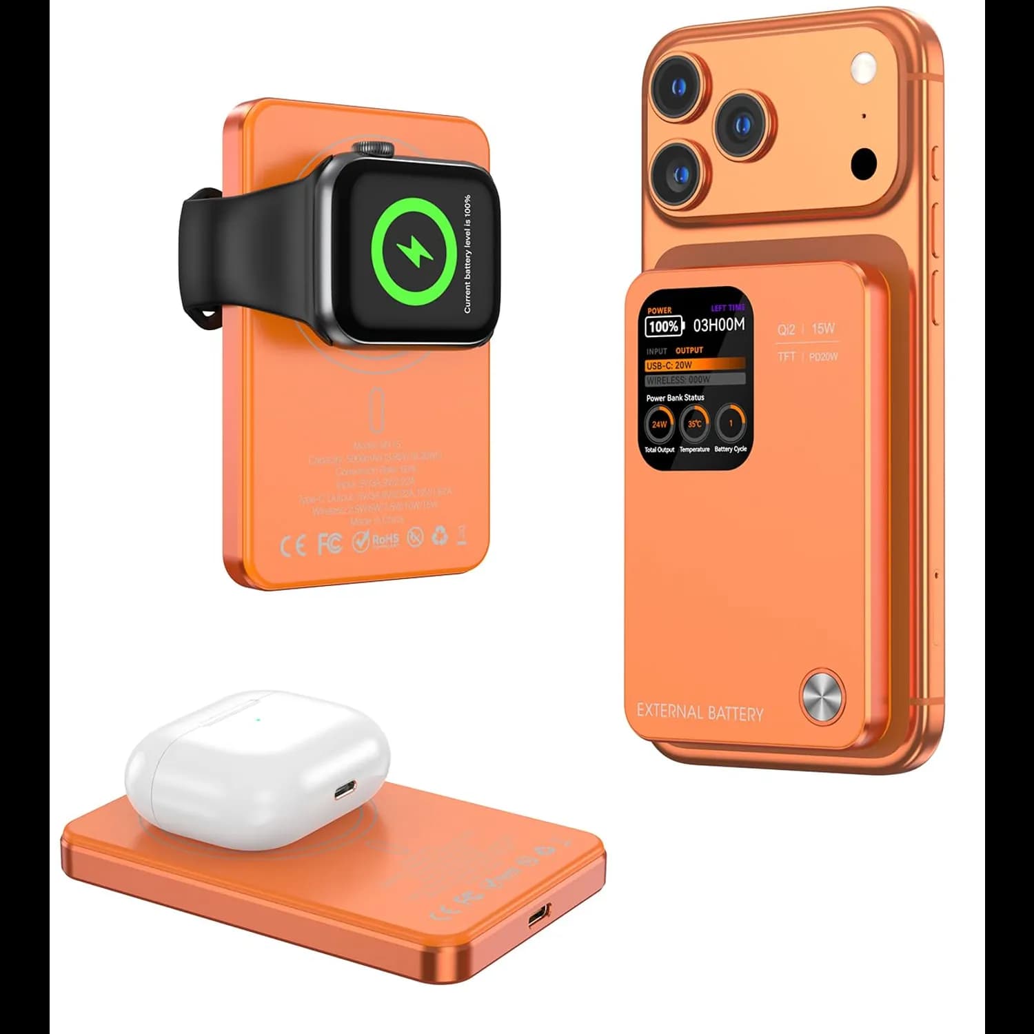Green Lion Power Bank G-Mag 3 IN 1 5000mAh 20W PD - Orange 3