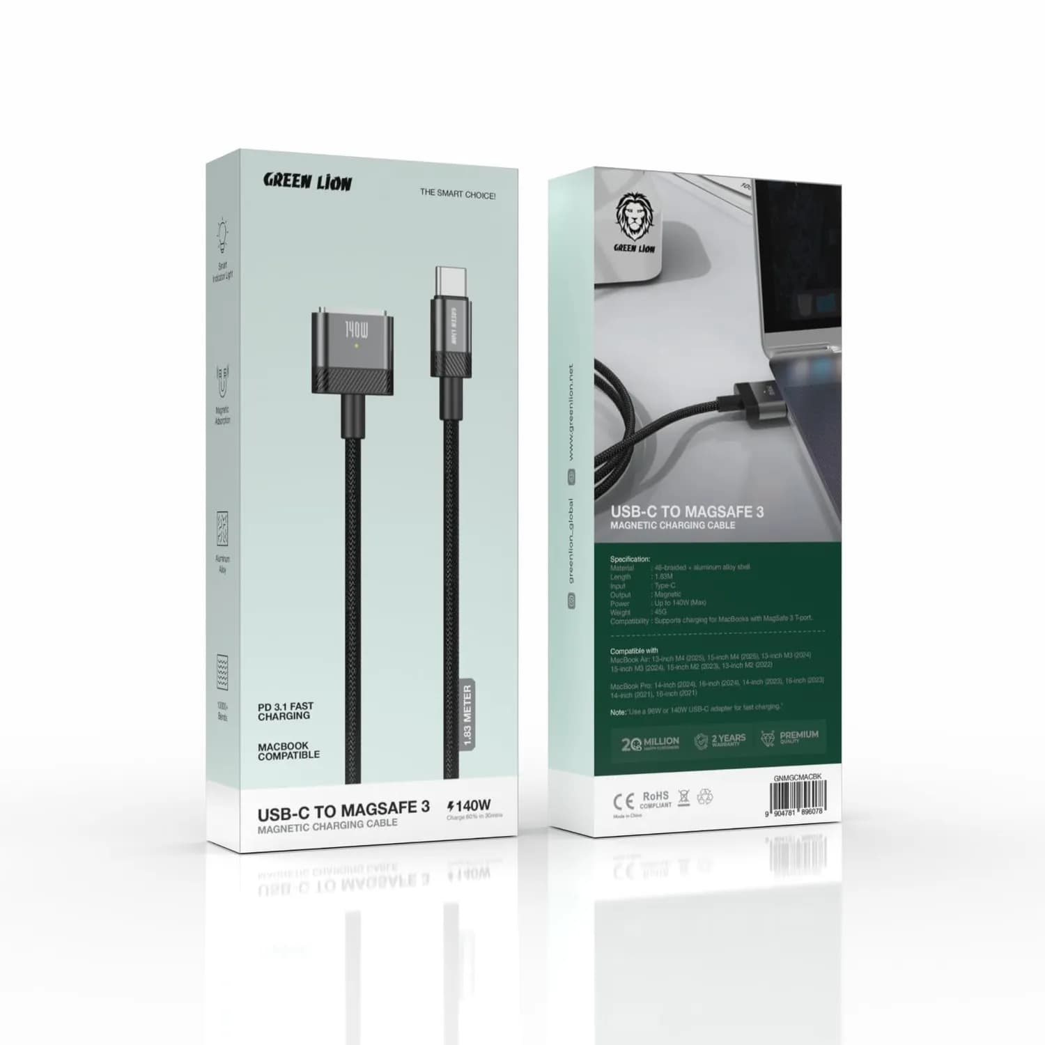 Green Lion USB-C to MagSafe 3 Cable - 140W PD, 1.83M 5