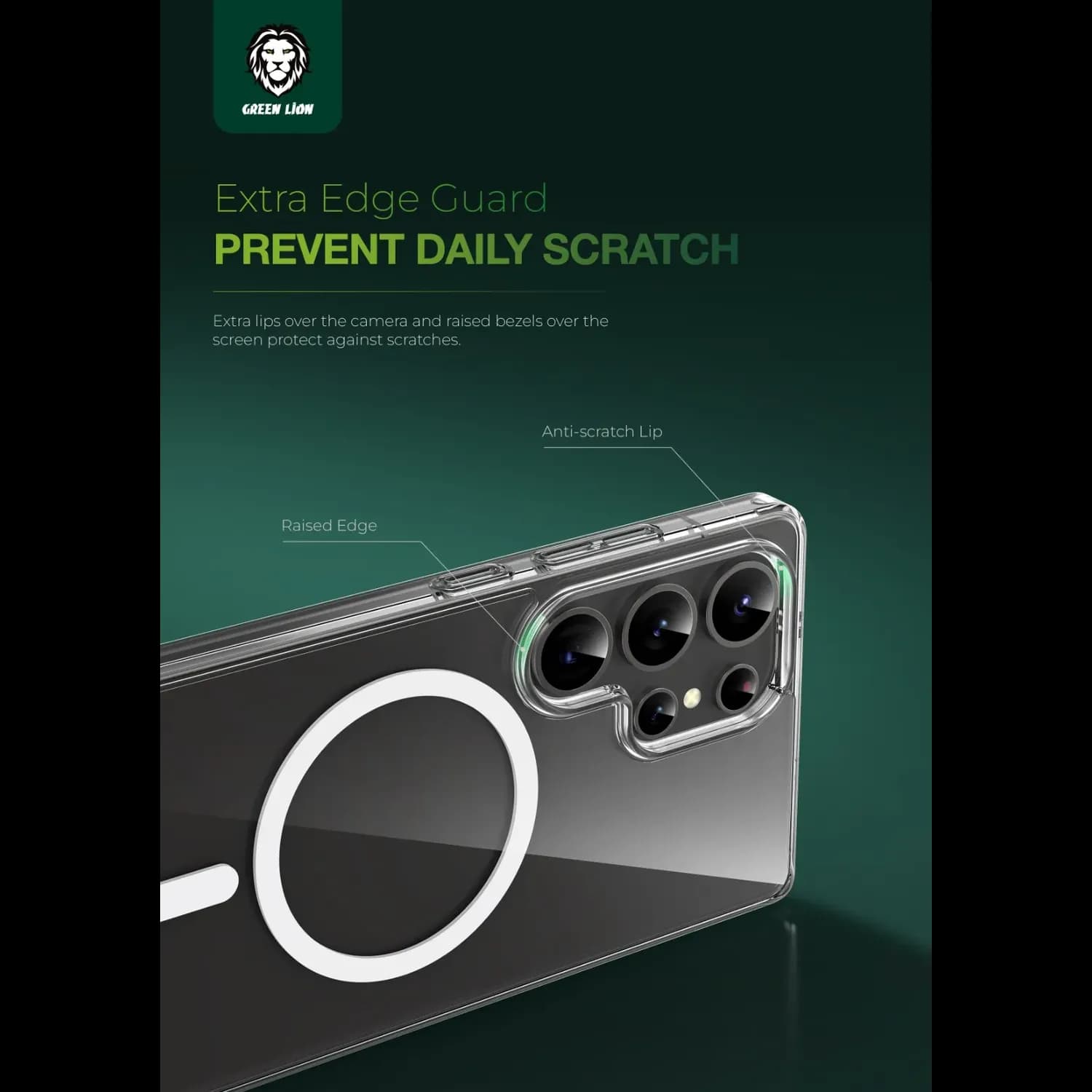 Green Lion Phone Case S25 Plus - Magsafe Compatible, Clear 3