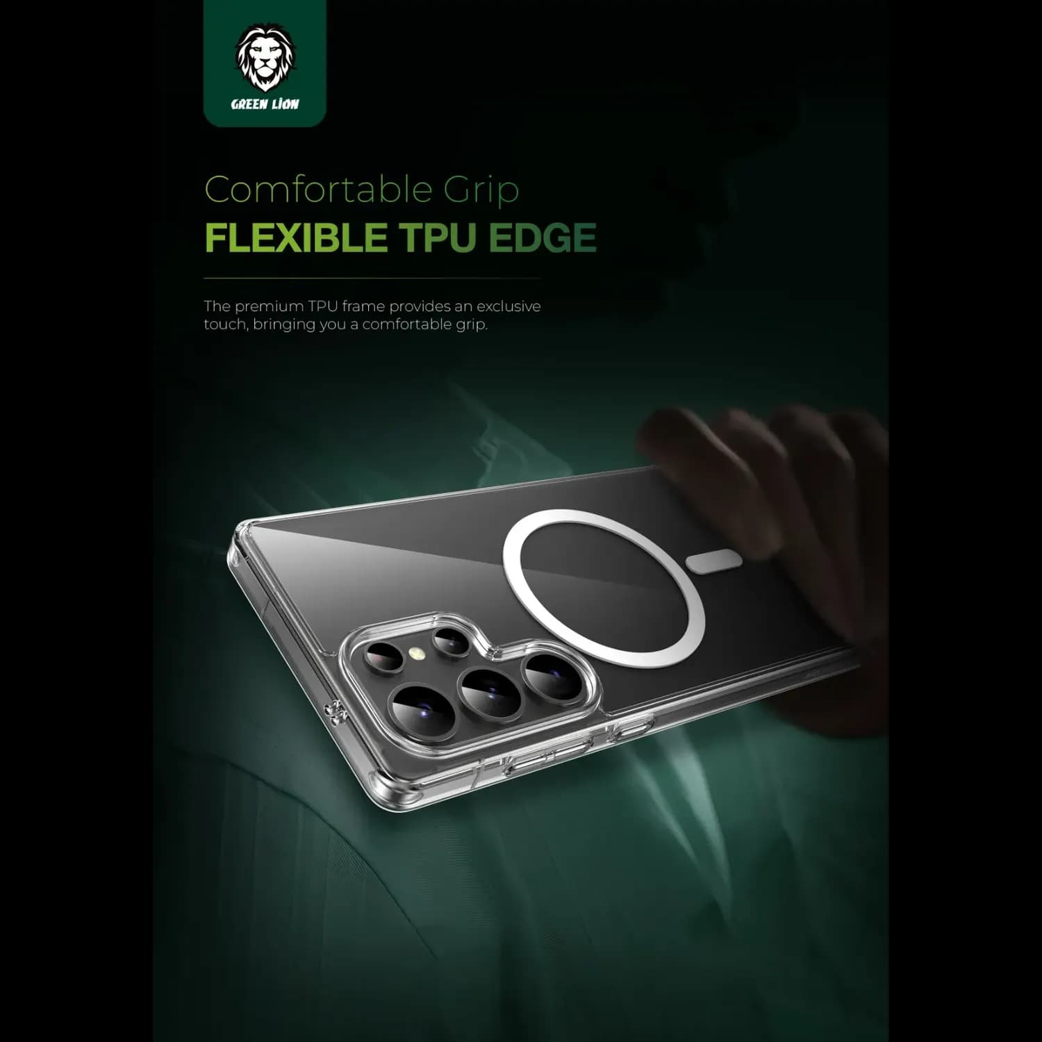 Green Lion Phone Case S25 Plus - Magsafe Compatible, Clear 5