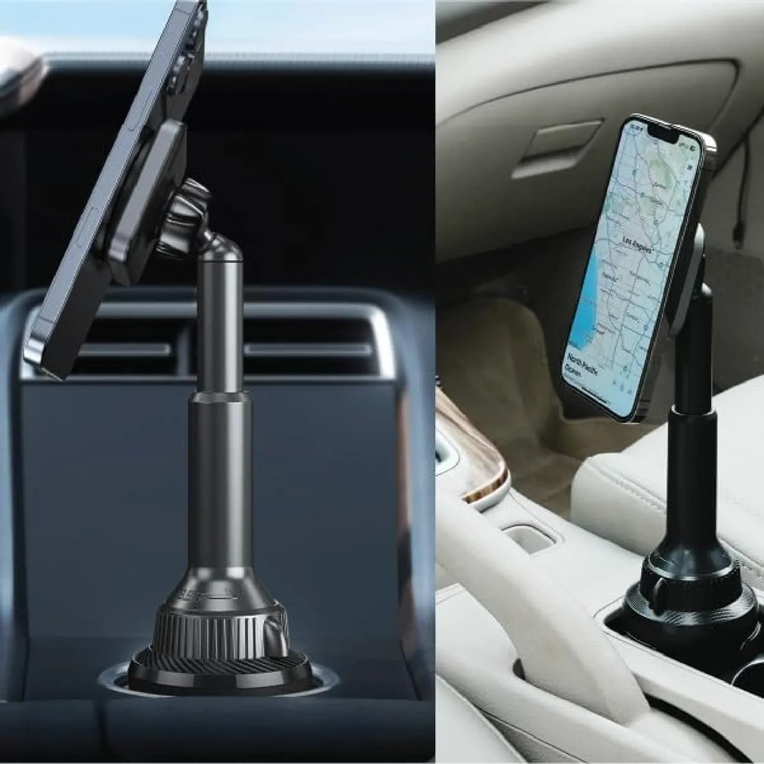 Green Lion Car Cup Holder Phone Mount - Magnetic, 360° Rotation, Black 2