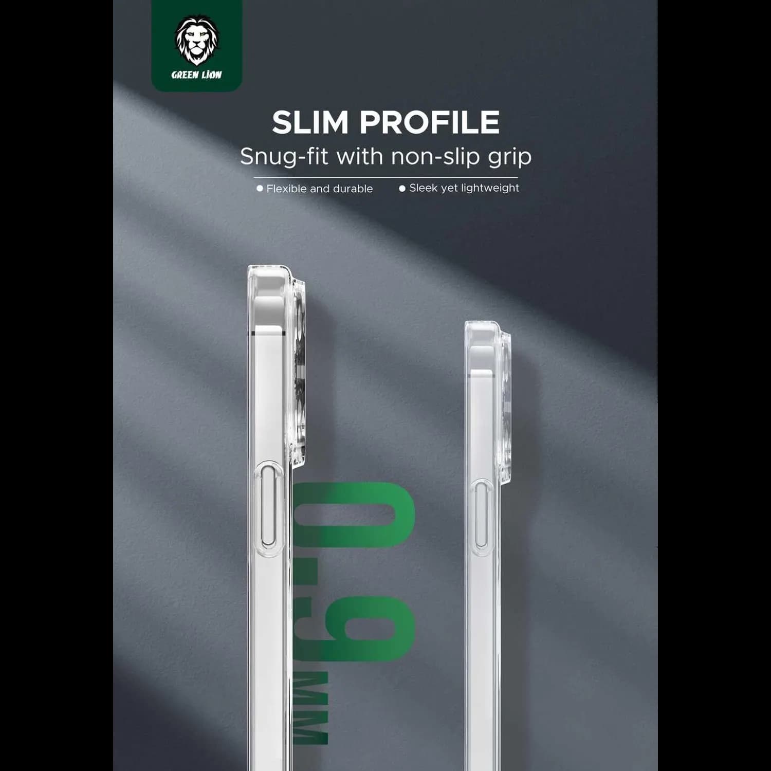 Green Lion iPhone 15 Pro Case - Magnetic Ring, Clear 3