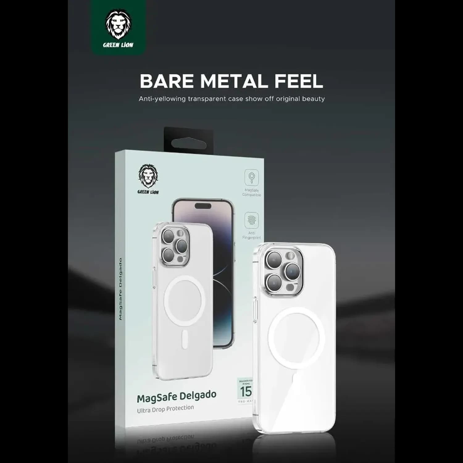Green Lion iPhone 15 Pro Max Case - Magnetic Ring, Clear 5