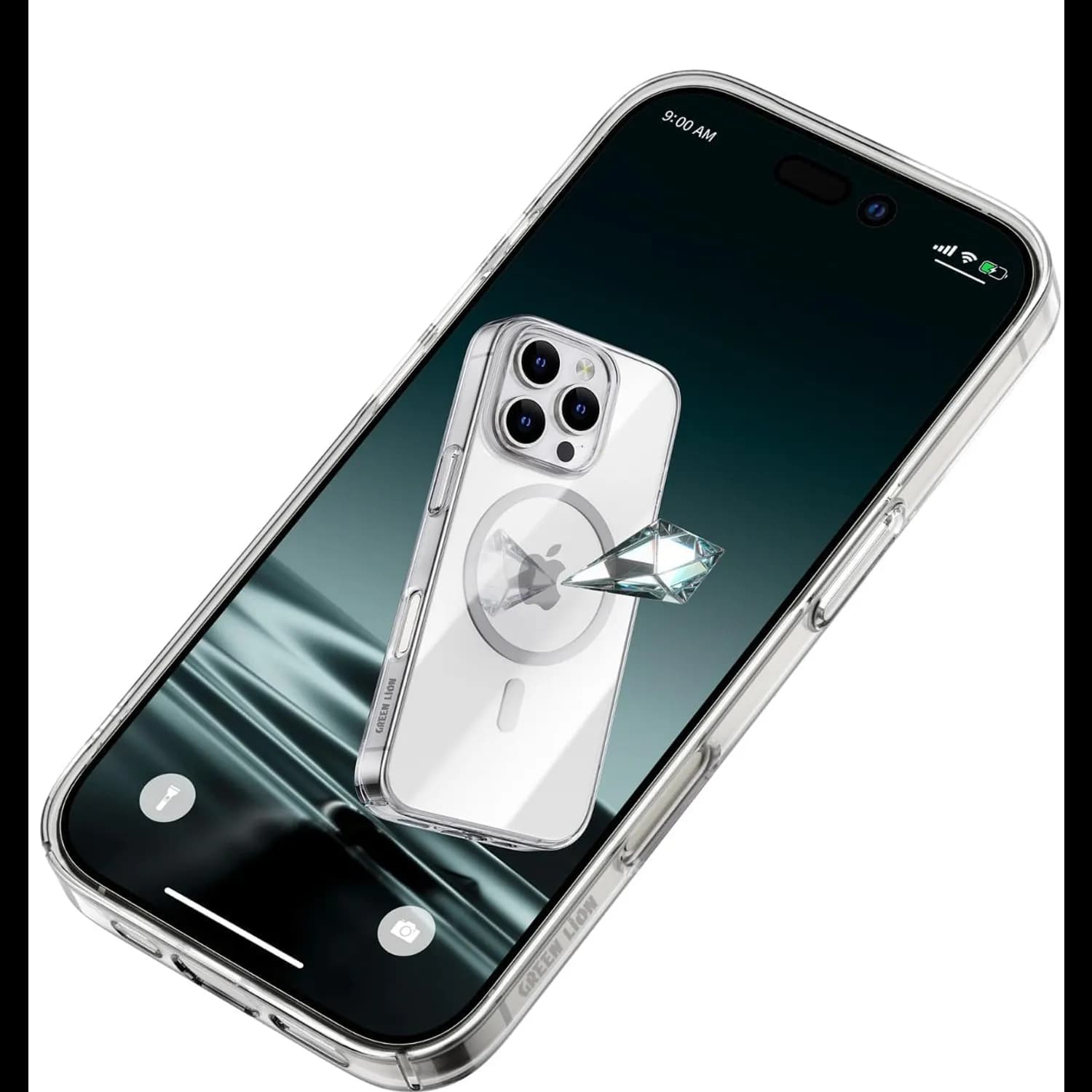Green Lion iPhone 16 Pro Case - Magnetic Ring, Clear 4