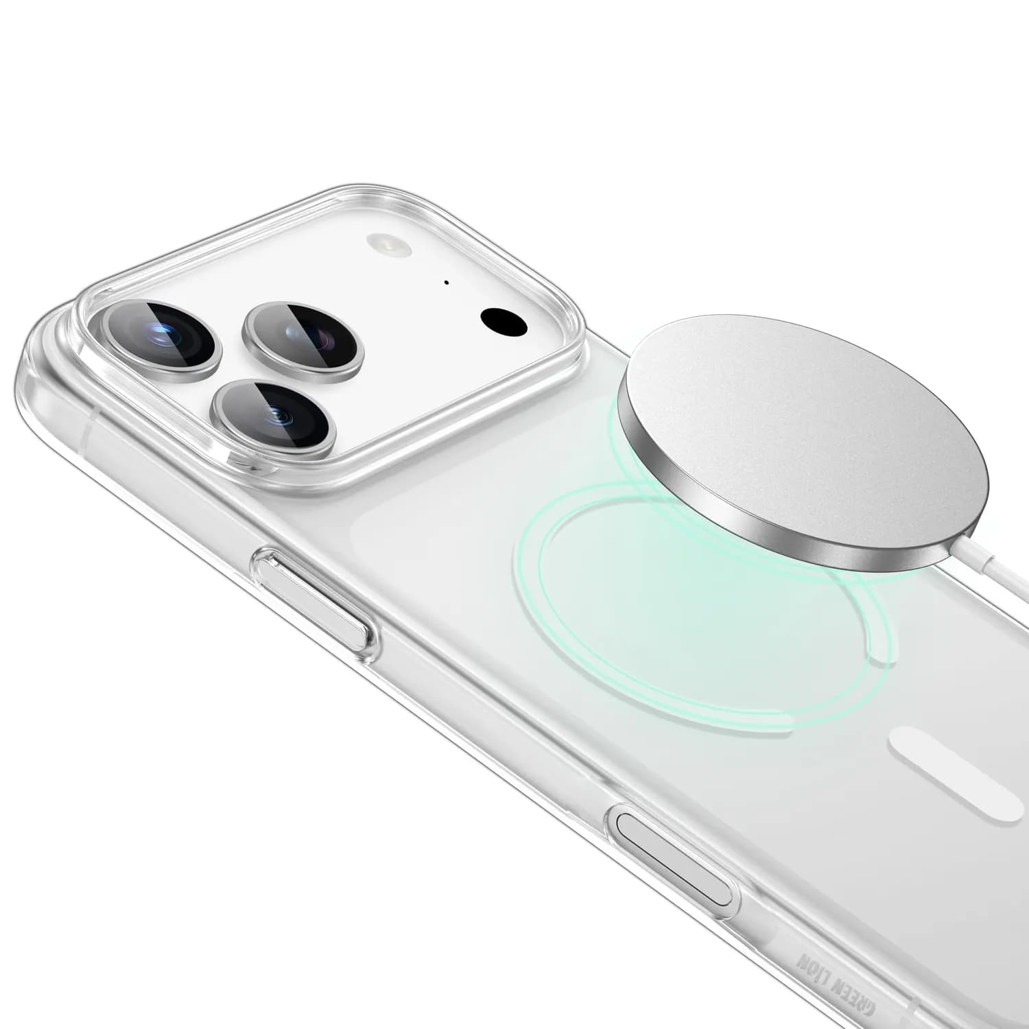 Green Lion iPhone 14 Pro Case - Magnetic Ring, Clear 2