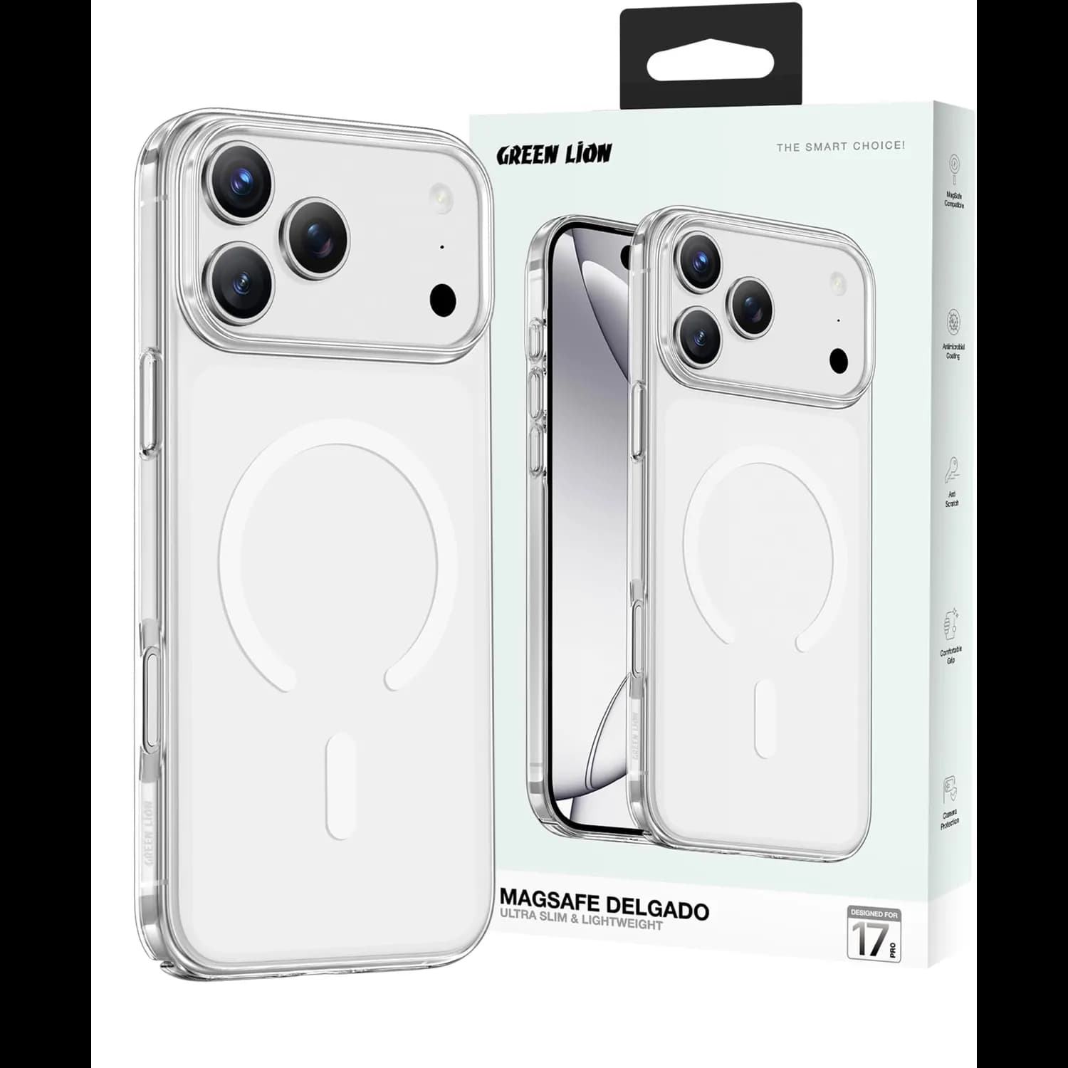 Green Lion iPhone 14 Pro Case - Magnetic Ring, Clear 4