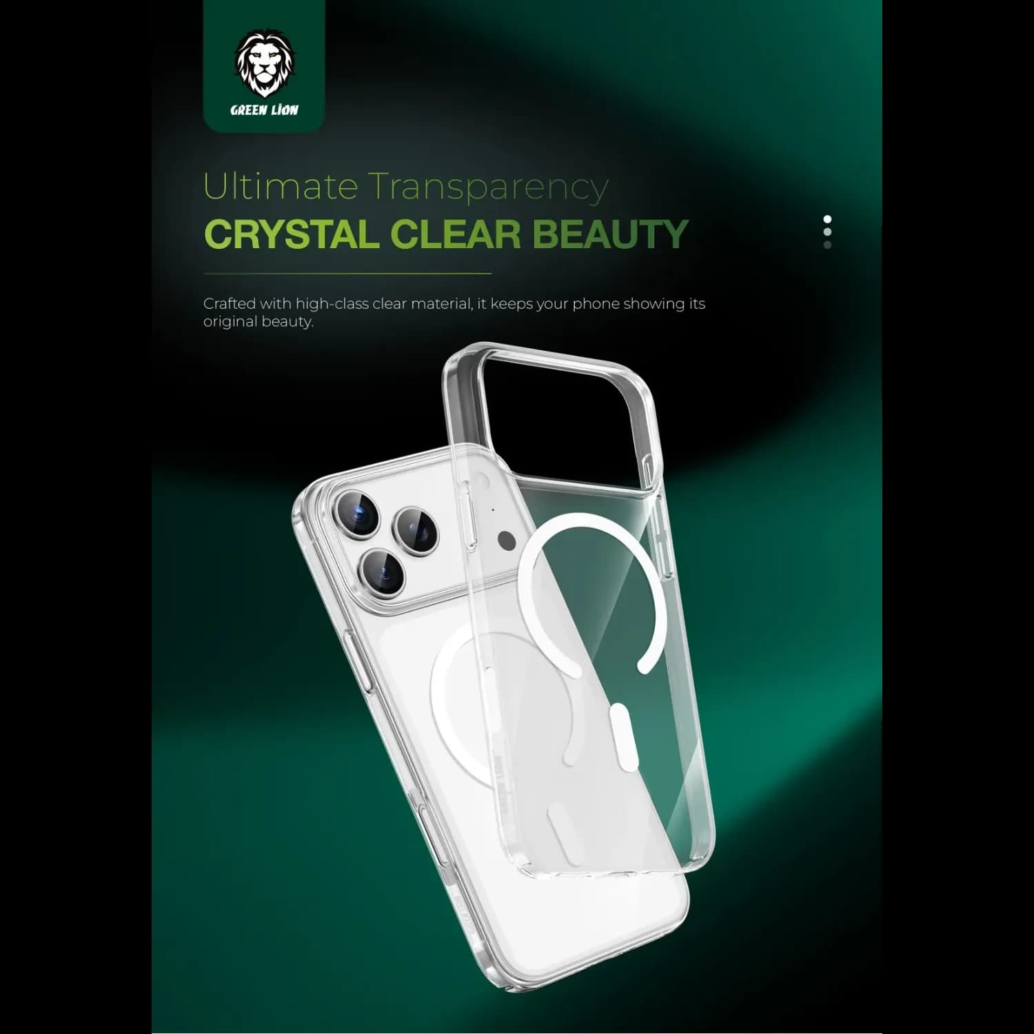 Green Lion iPhone 17 Pro Max Case - Magnetic Ring, Clear 2
