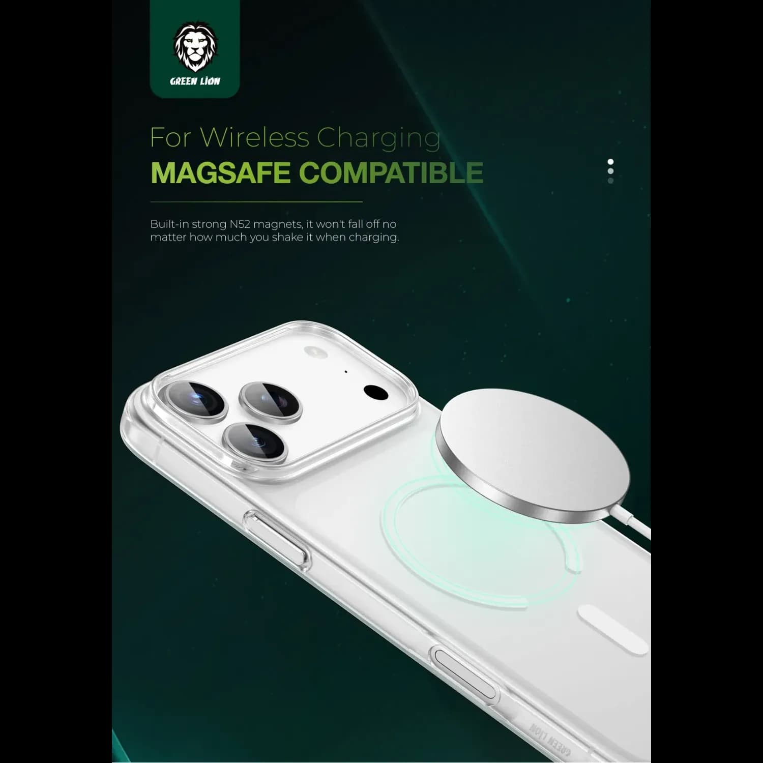 Green Lion iPhone 17 Pro Max Case - Magnetic Ring, Clear 4