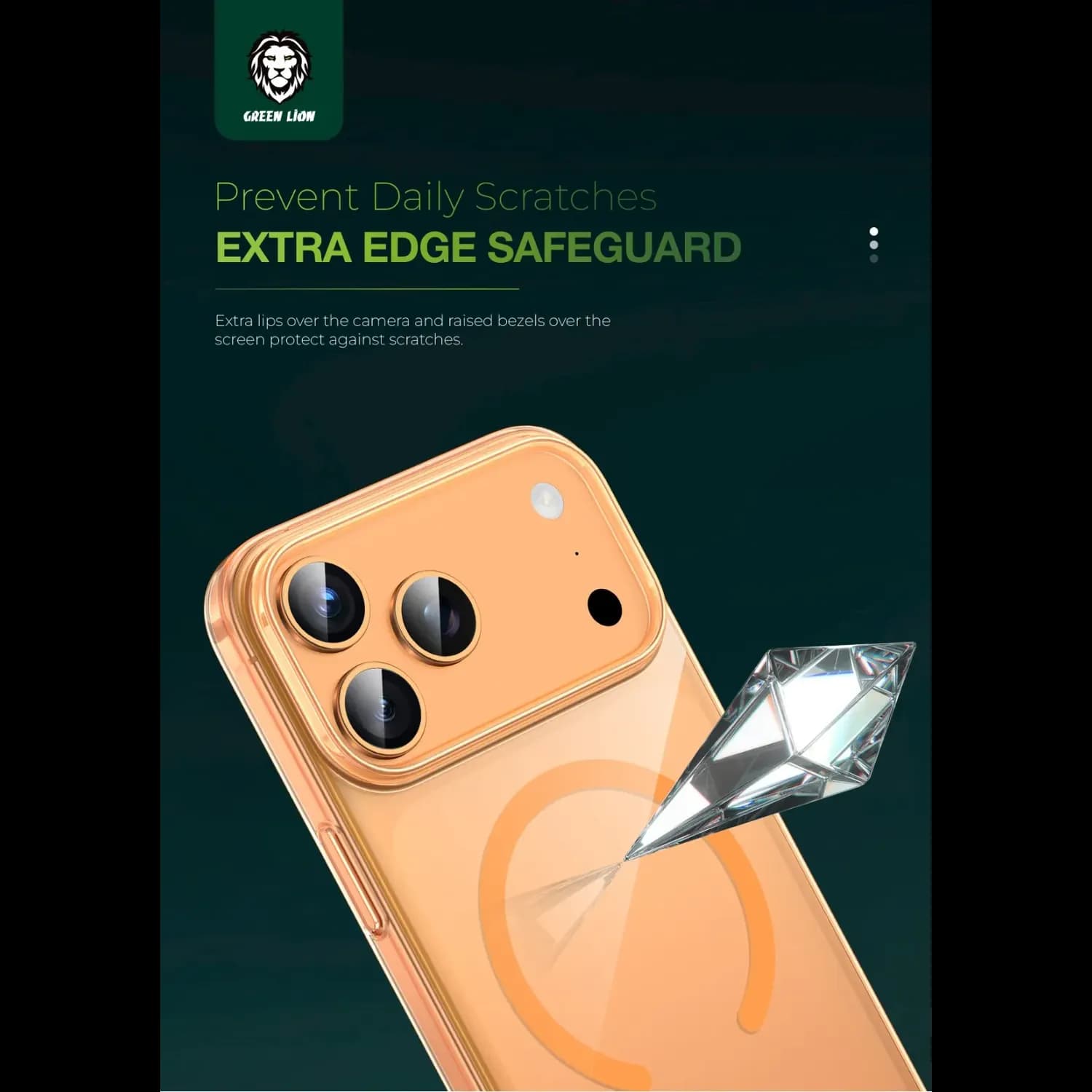 Green Lion iPhone 17 Pro Max Case - Magnetic Ring, Orange Titanium 3