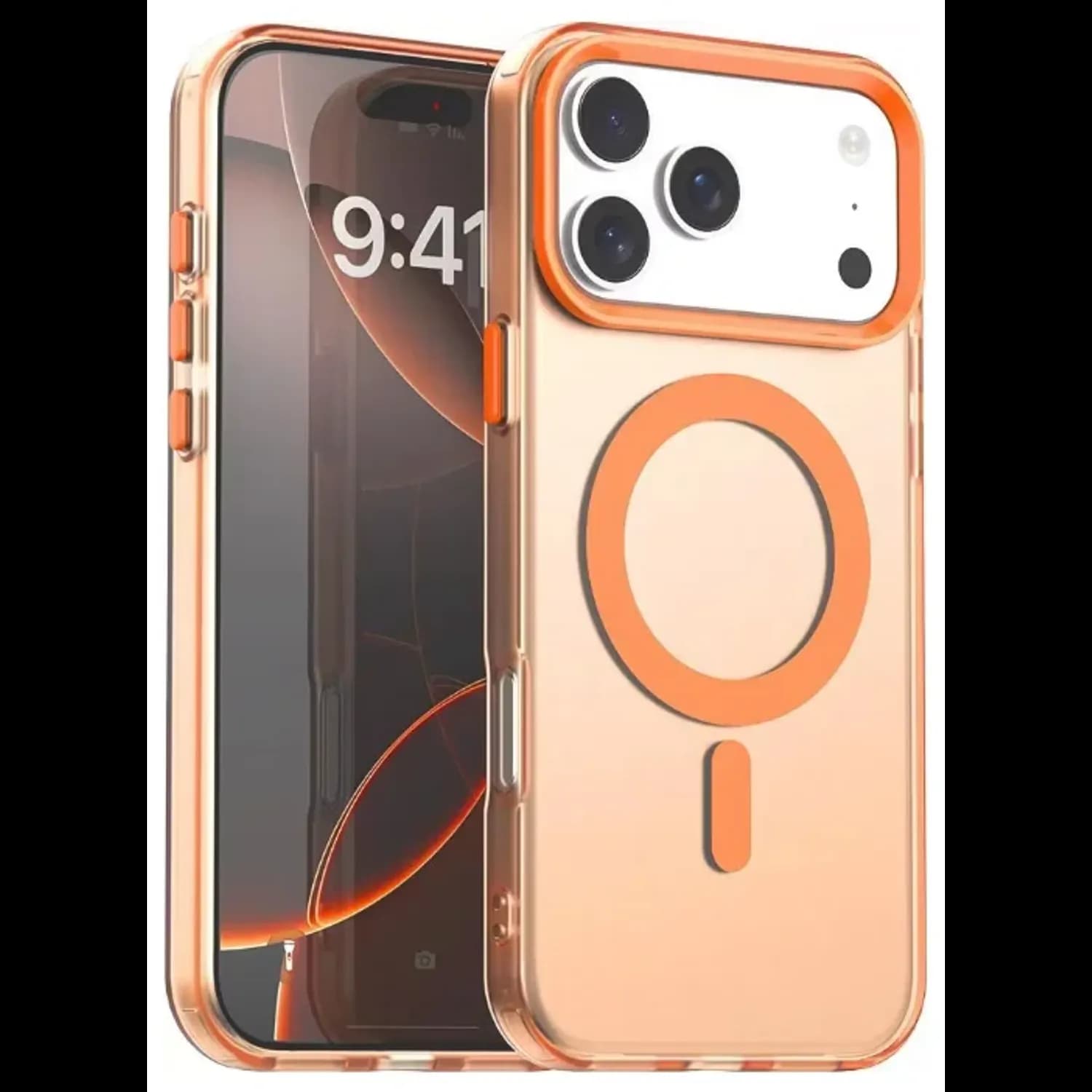Green Lion iPhone 17 Pro Case - Magnetic Ring, Orange Titanium