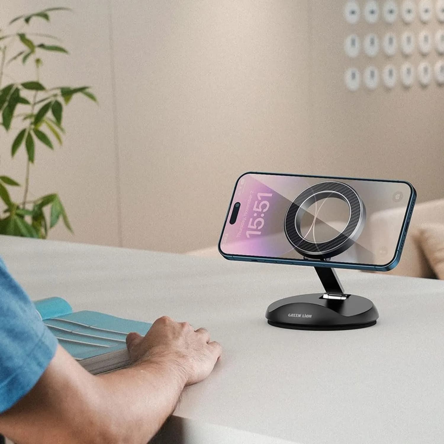 Green Lion MagFit Extender Phone Holder - 360° Rotation, Gray 2