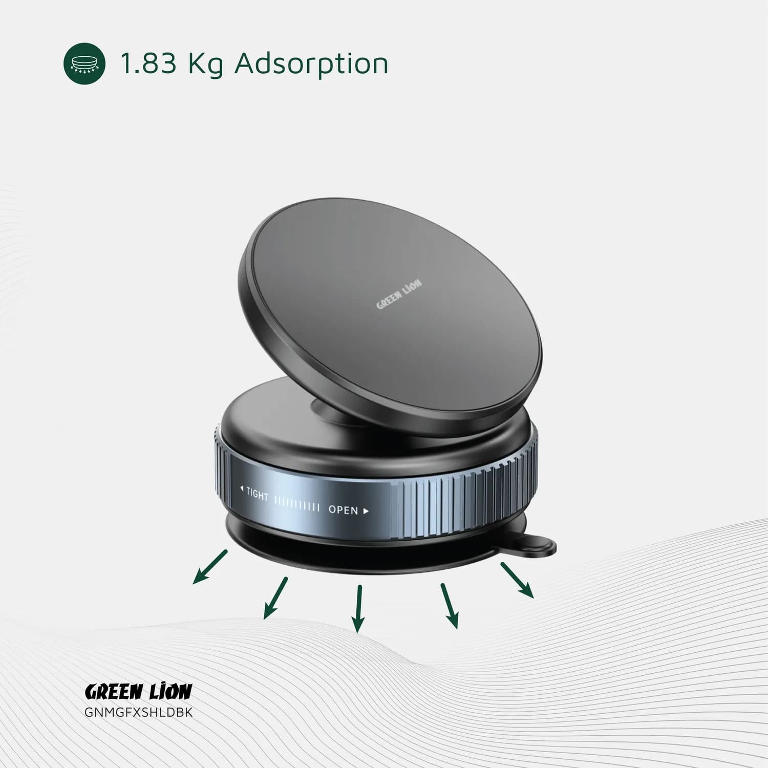 Green Lion Magno Flex Vacuum Suction Holder - Magnetic, 360° Rotation, Black 3