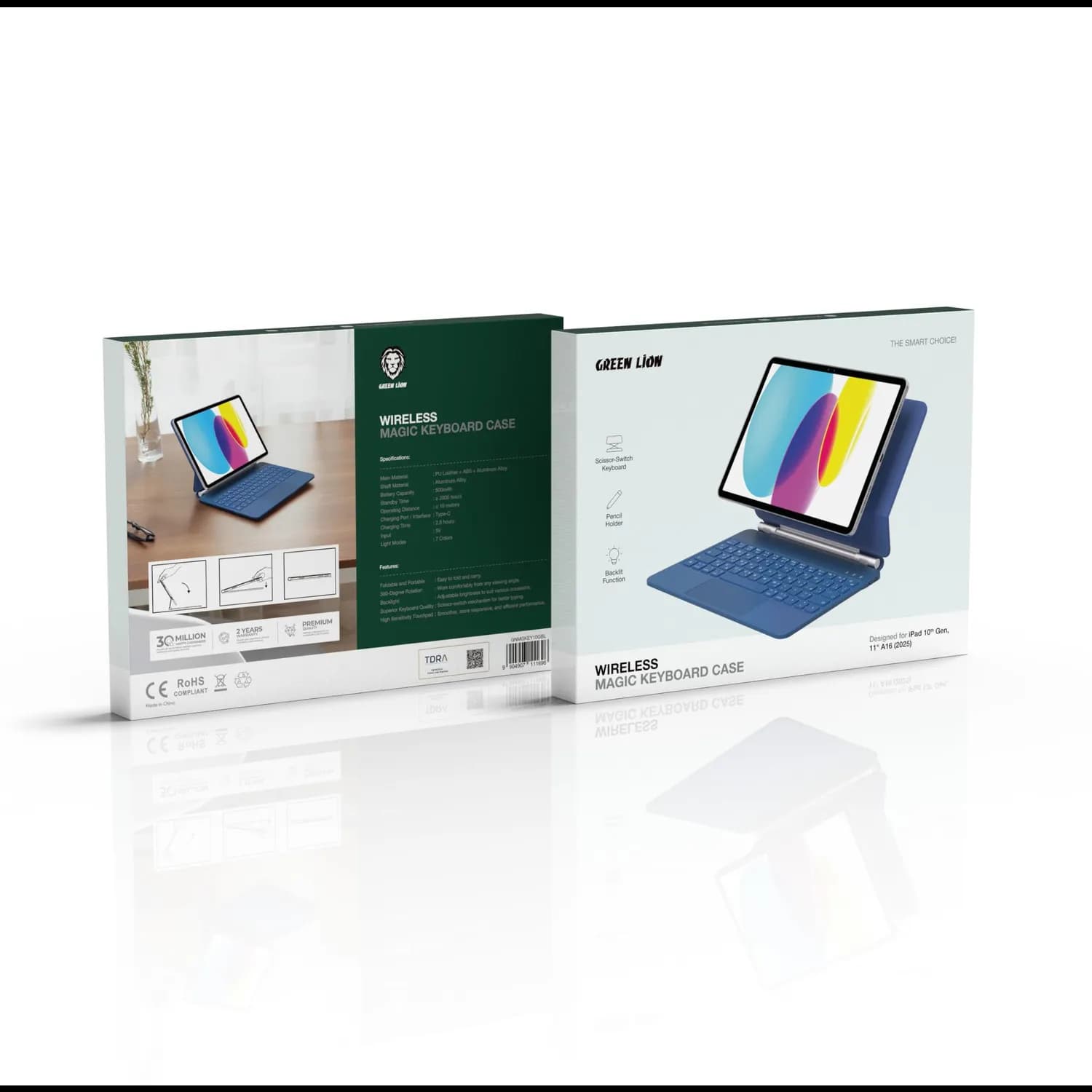 Green Lion Magic Keyboard for iPad 10th/11th Gen - Backlit, Blue 4